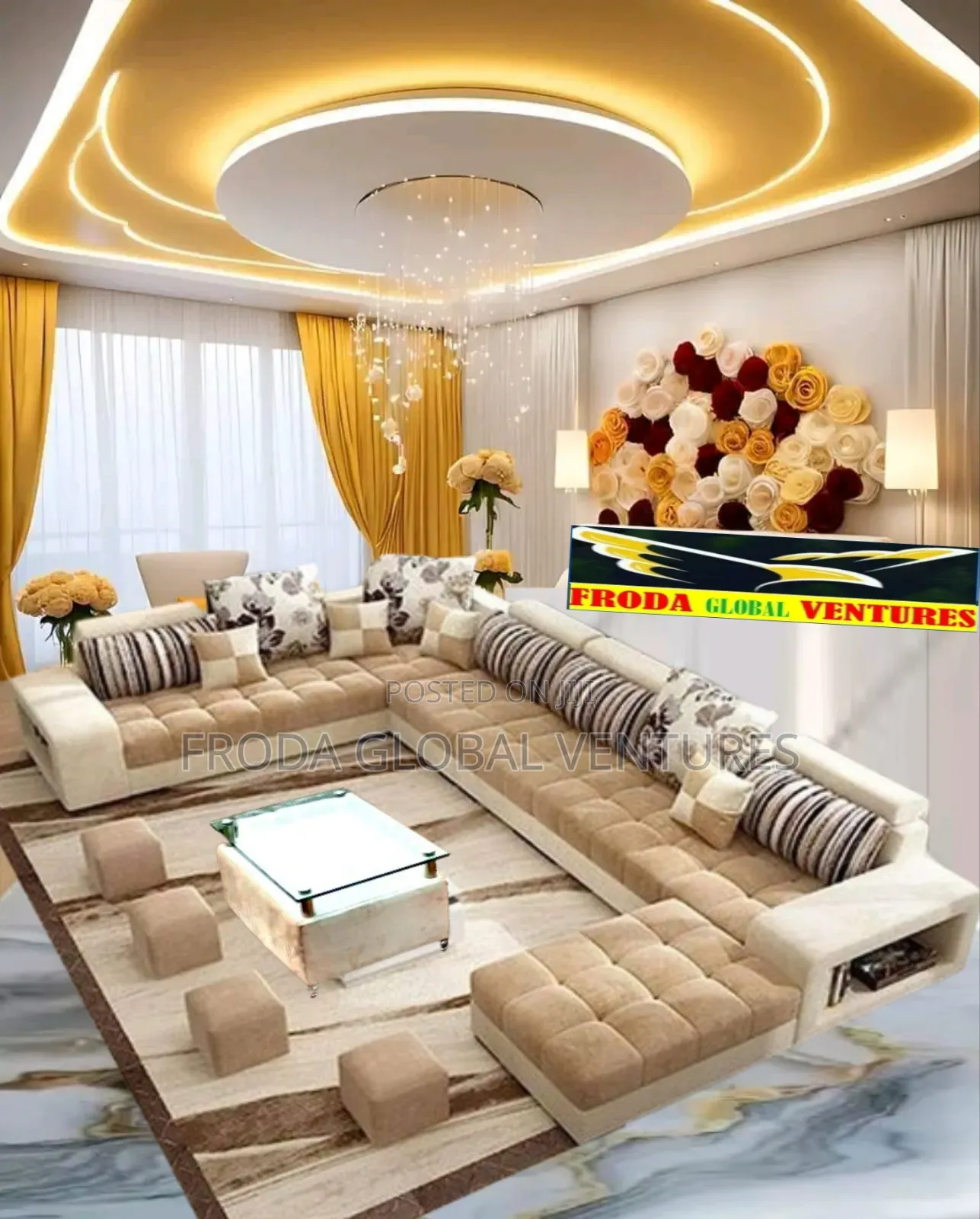 Promo Sales: 9 Seaters U-Shape Sofa,Chairs,Table and Stools. Aga01