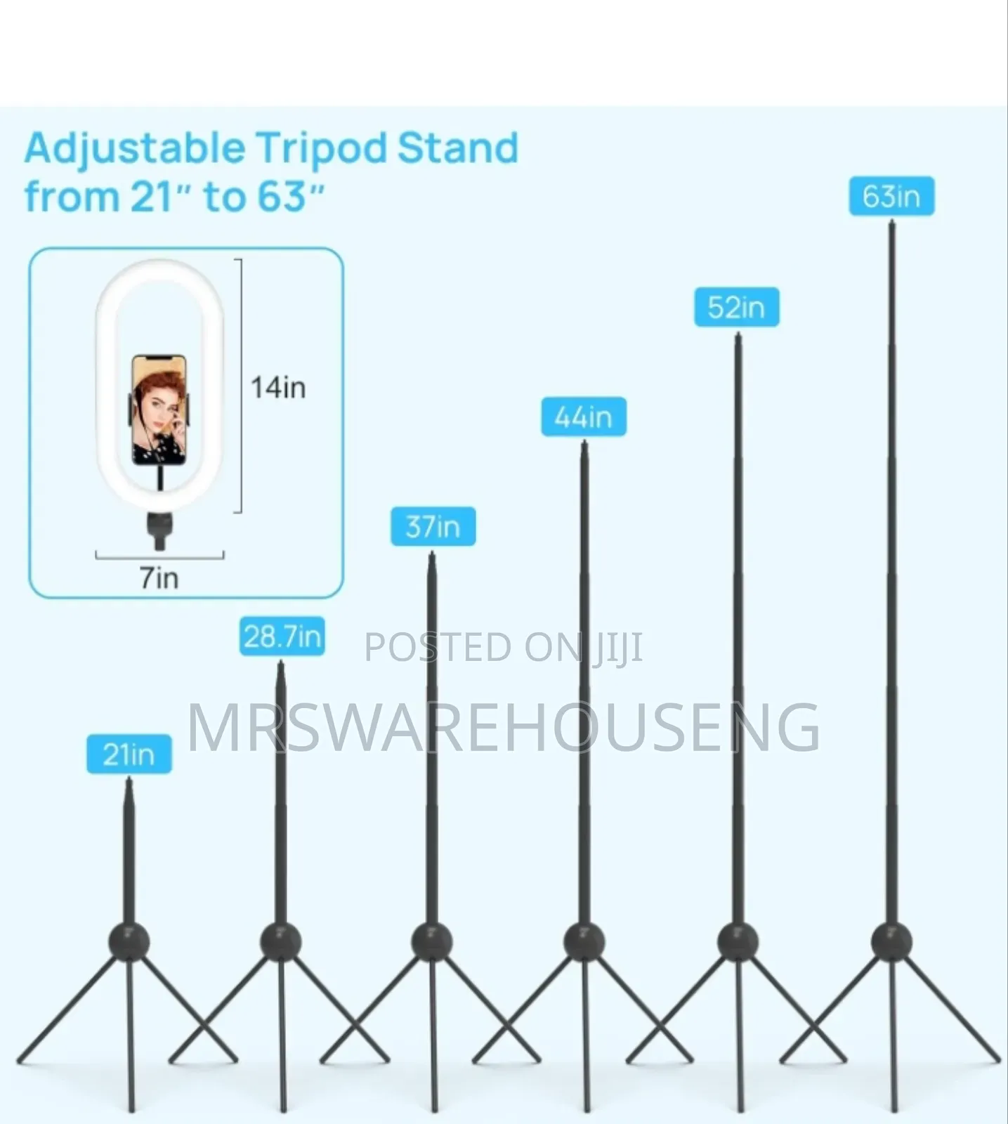 14" Selfie Lights 65" Tall Tripod With Remote