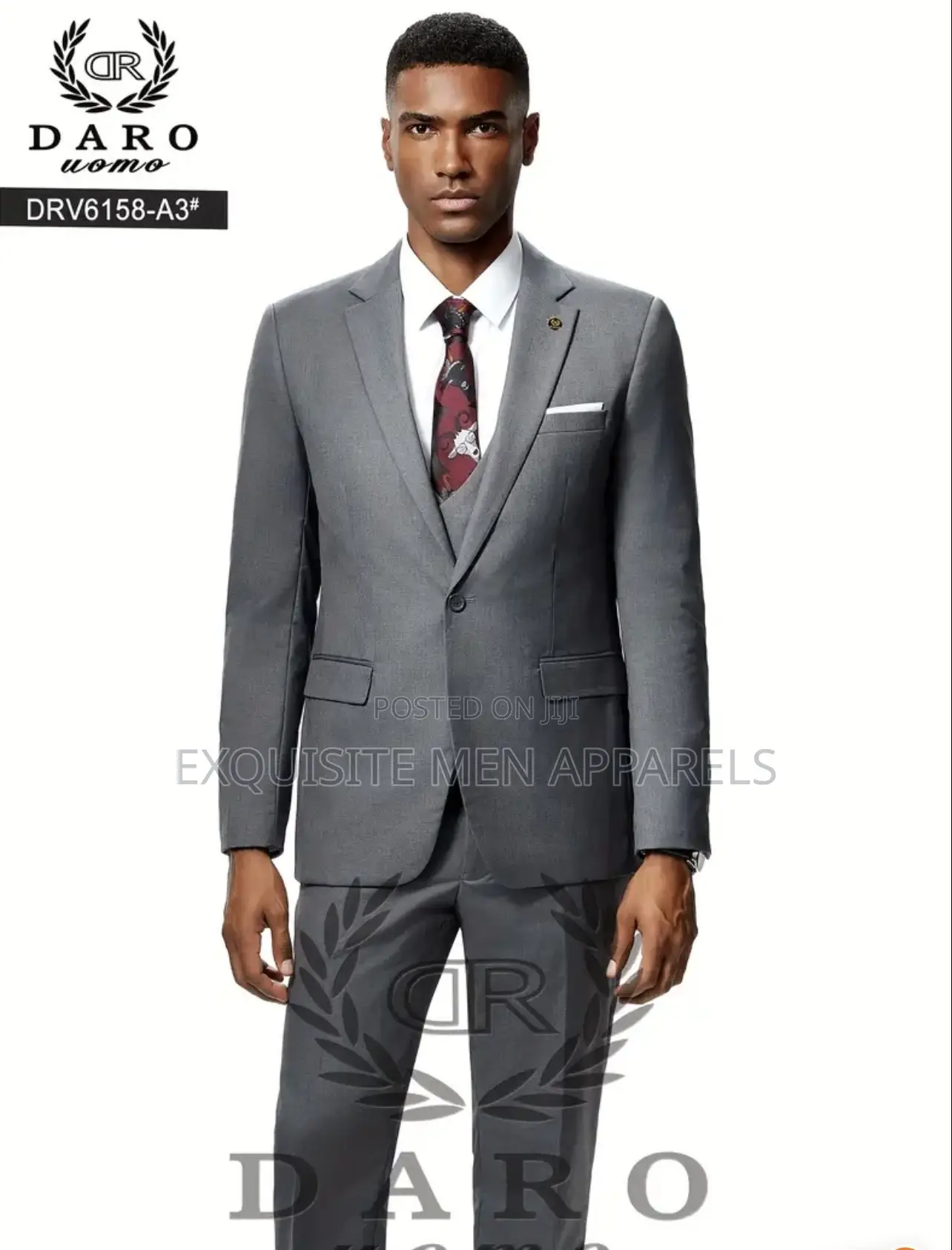 Gray 3pcs Daro Corporate Slim Fit Suit for Men