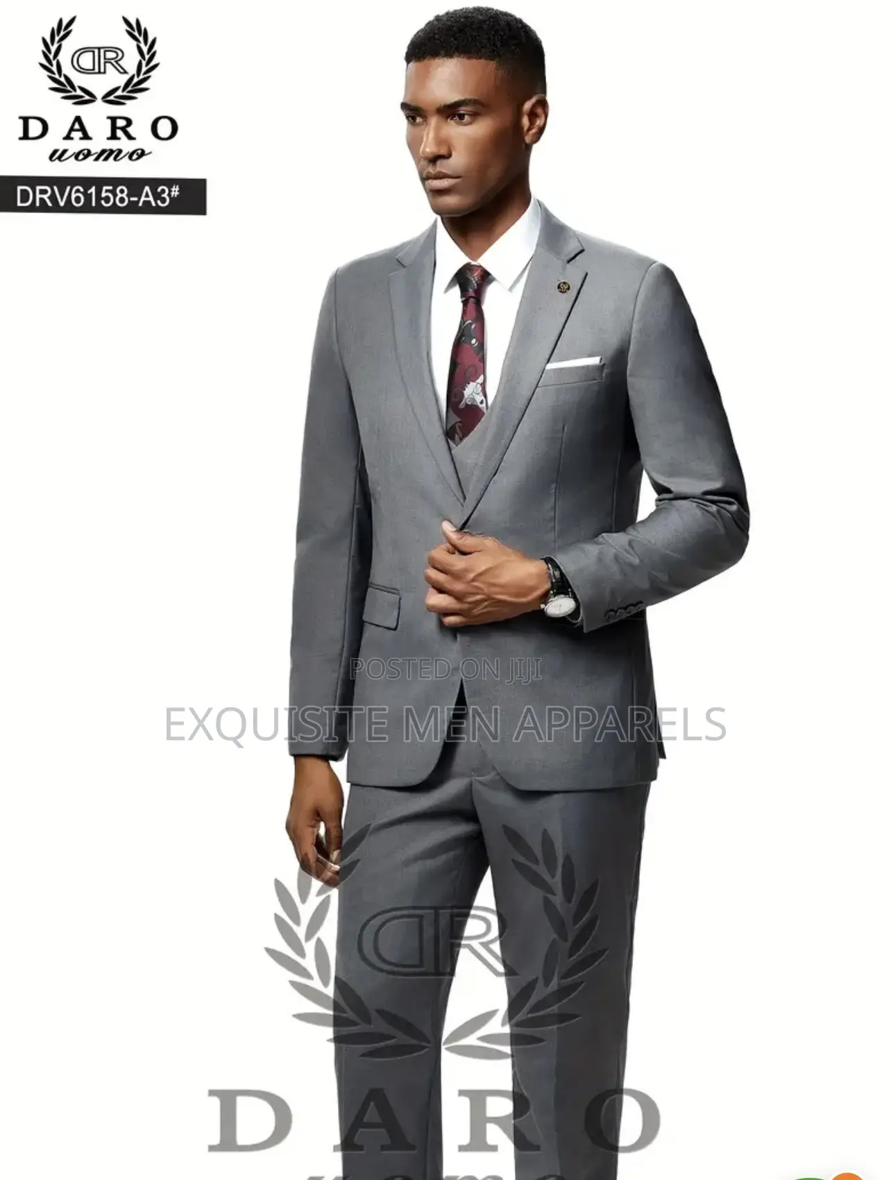 Gray 3pcs Daro Corporate Slim Fit Suit for Men