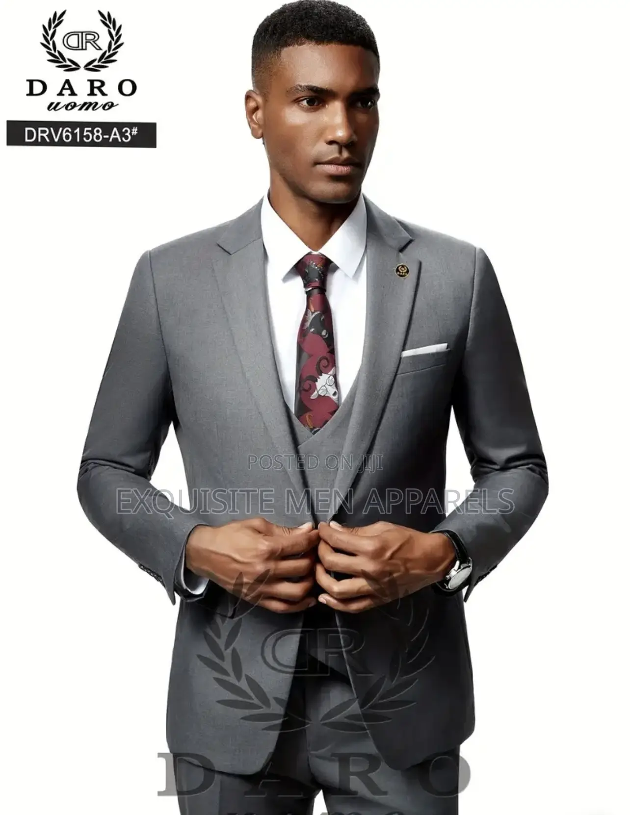 Gray 3pcs Daro Corporate Slim Fit Suit for Men