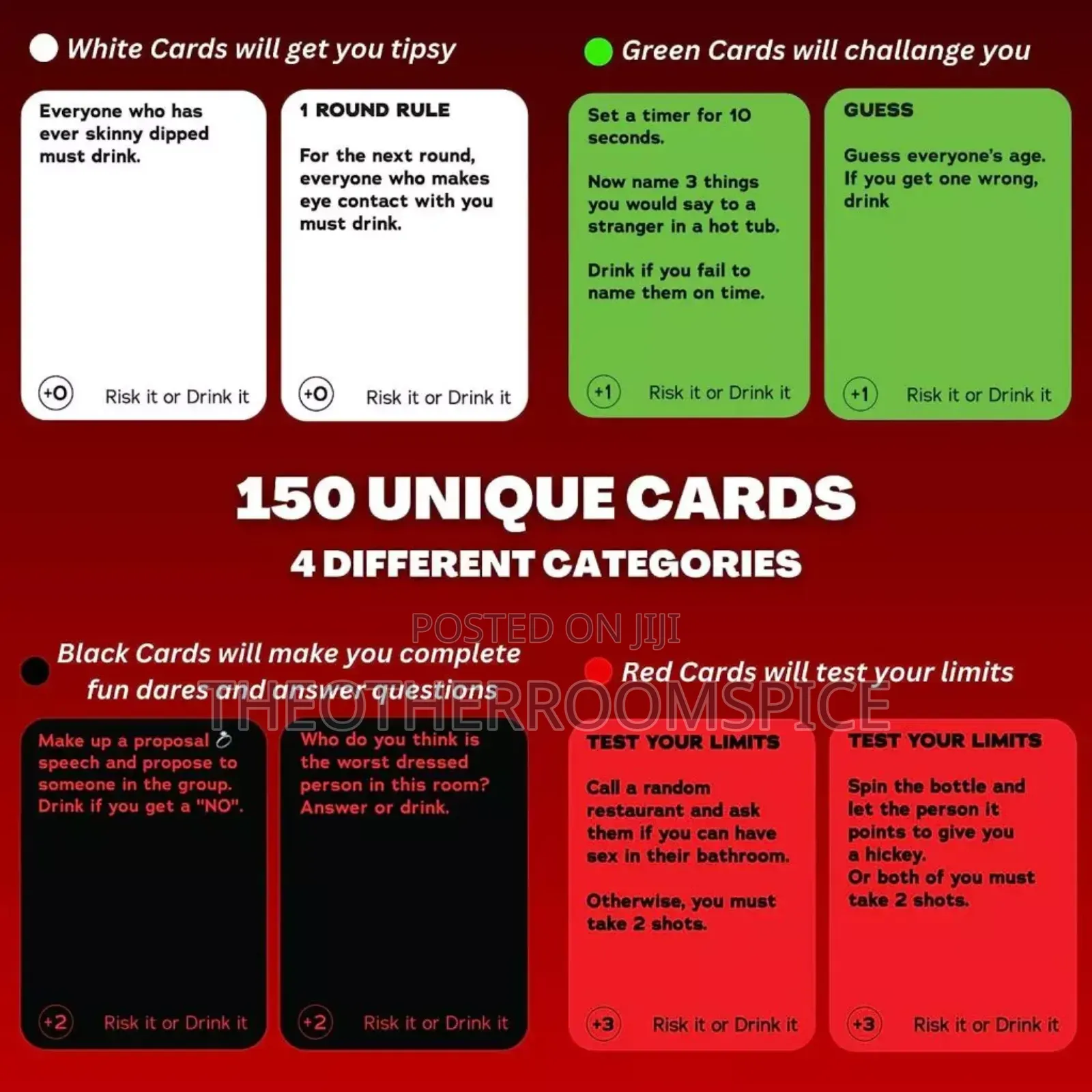 Red Risk It or Drink It Adult Party Fun Drinking Card Game