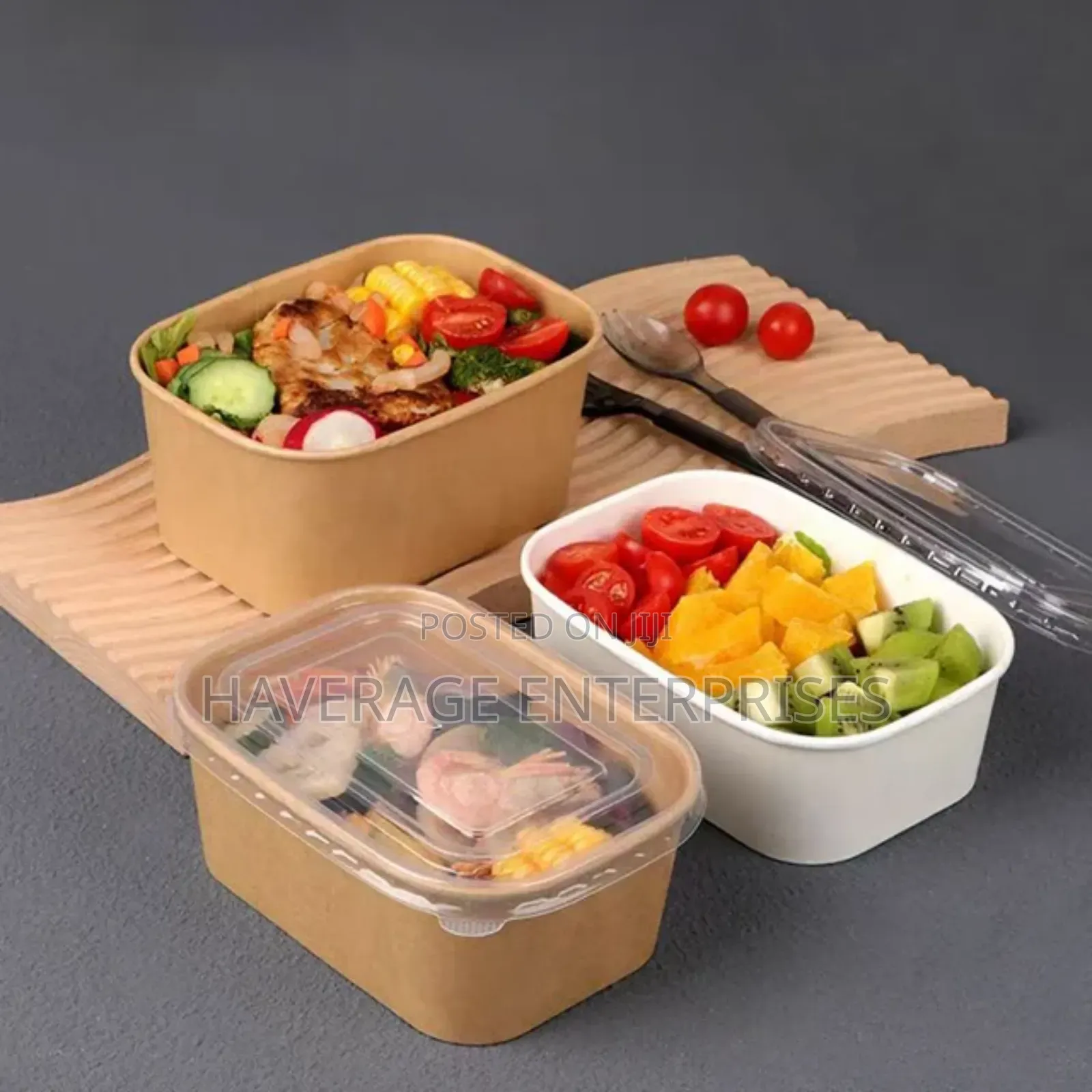 Disposable Craft Paper Salad/Food Bowl With Lids 1,000ml. 600pces