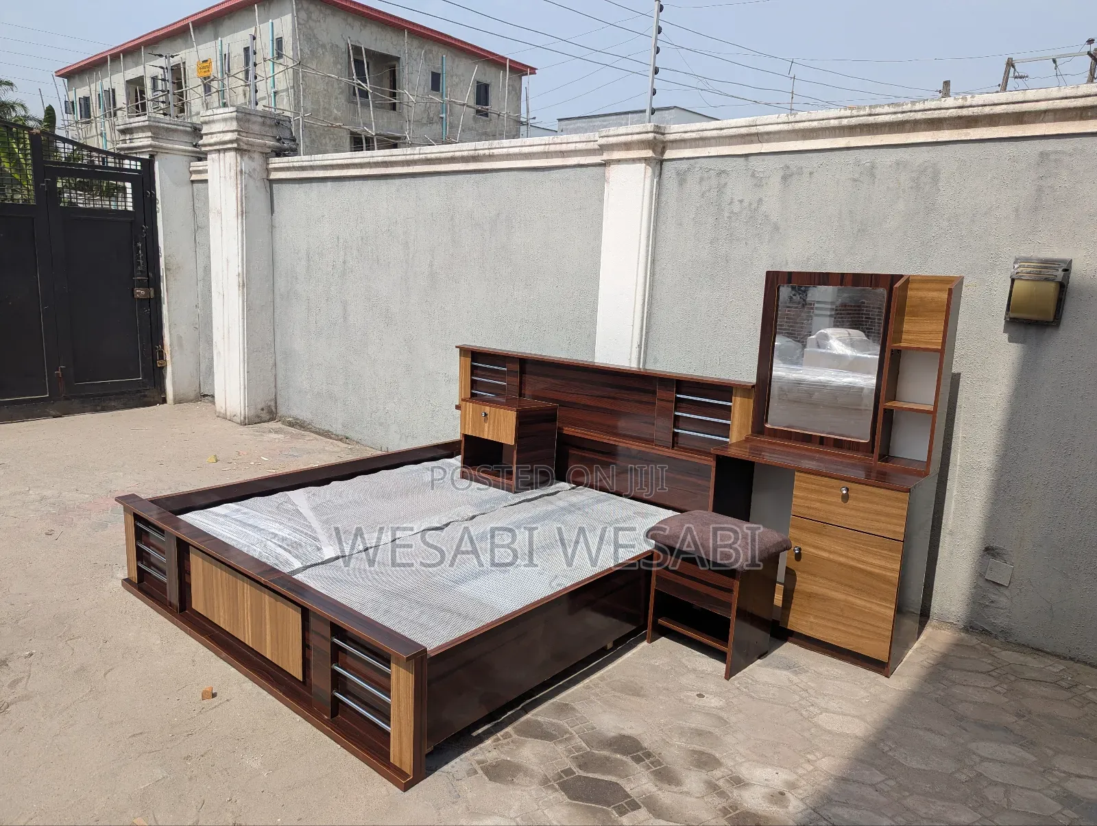 6 X 6 Bedframe With Bedside and Dressing Mirror