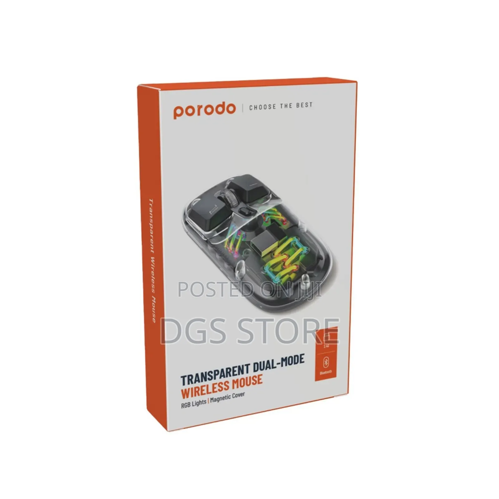 Porodo Transparent Dual Mode Bluetooth 2.4G Mouse