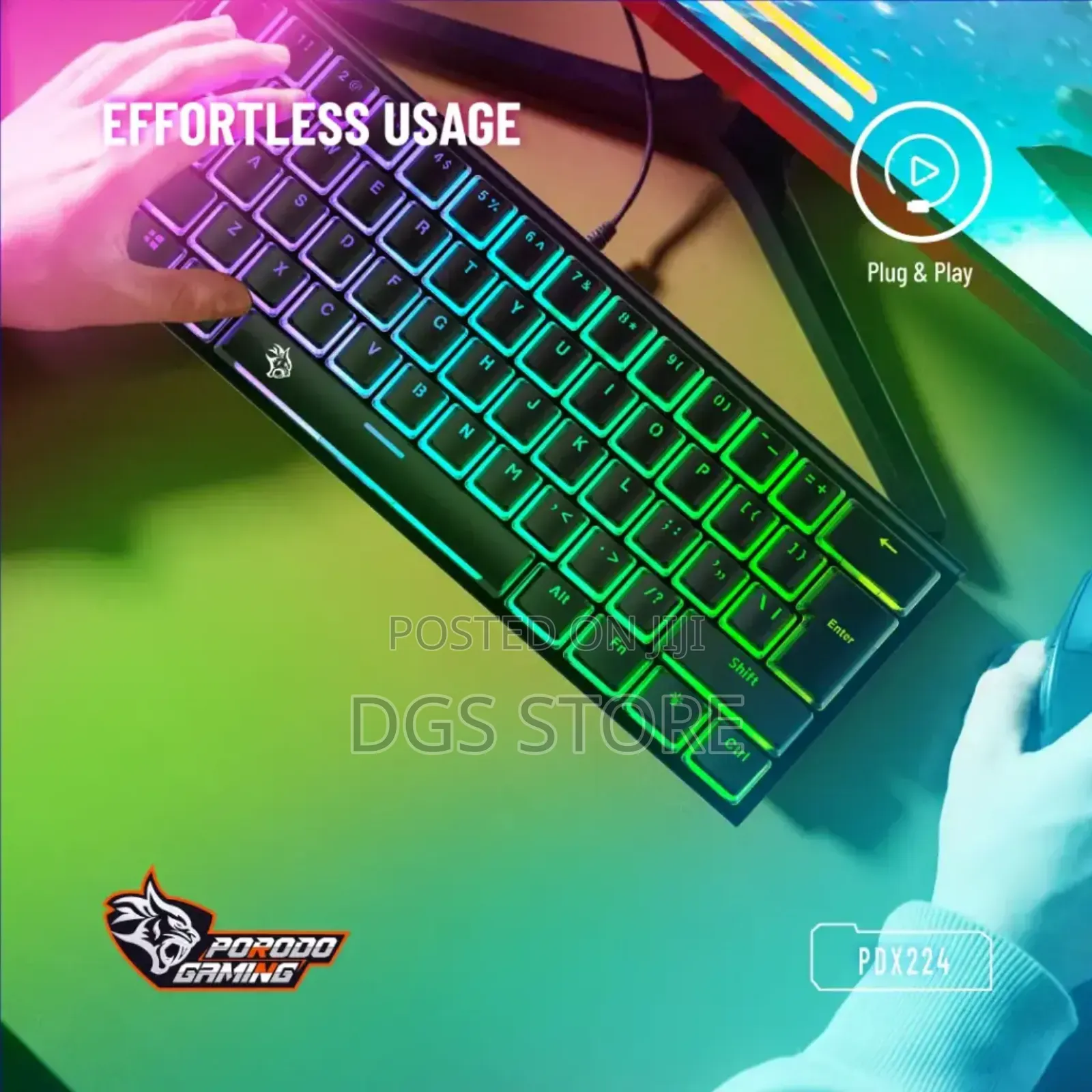Porodo Gaming Pdx224 61 Key Pudding Mechanical Keyboard