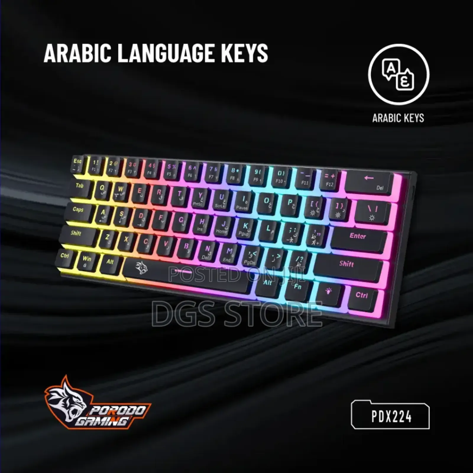 Porodo Gaming Pdx224 61 Key Pudding Mechanical Keyboard