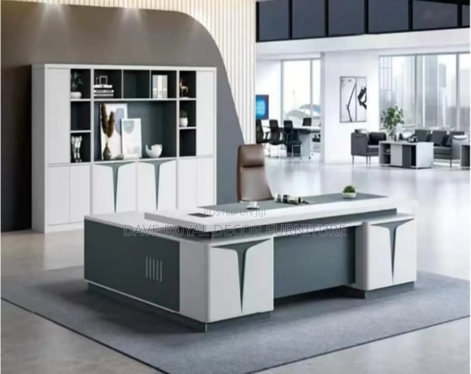 Quality Executive Office Table and Bookshelf