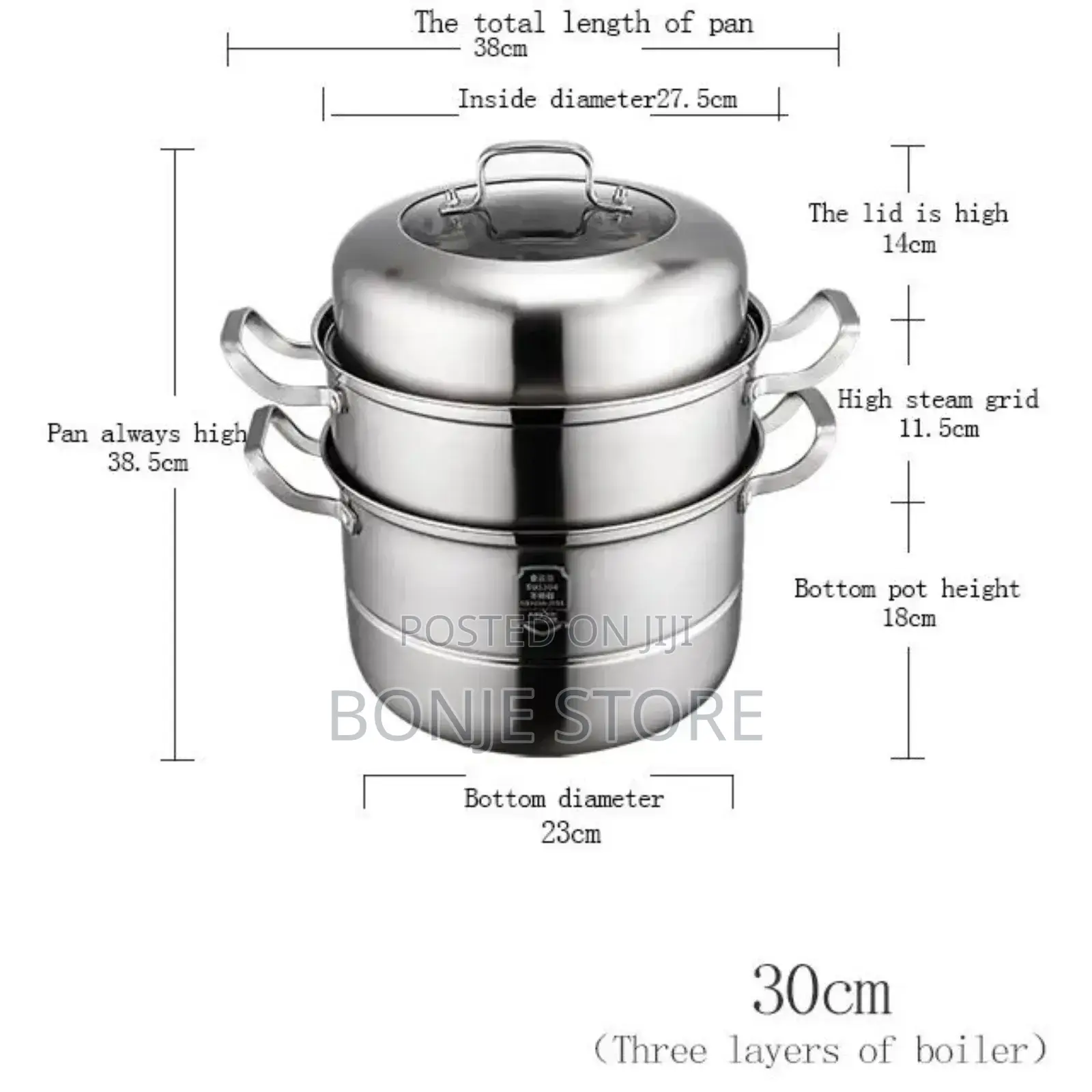 30cm 2 Tier Stainless Steel Steaming Pot