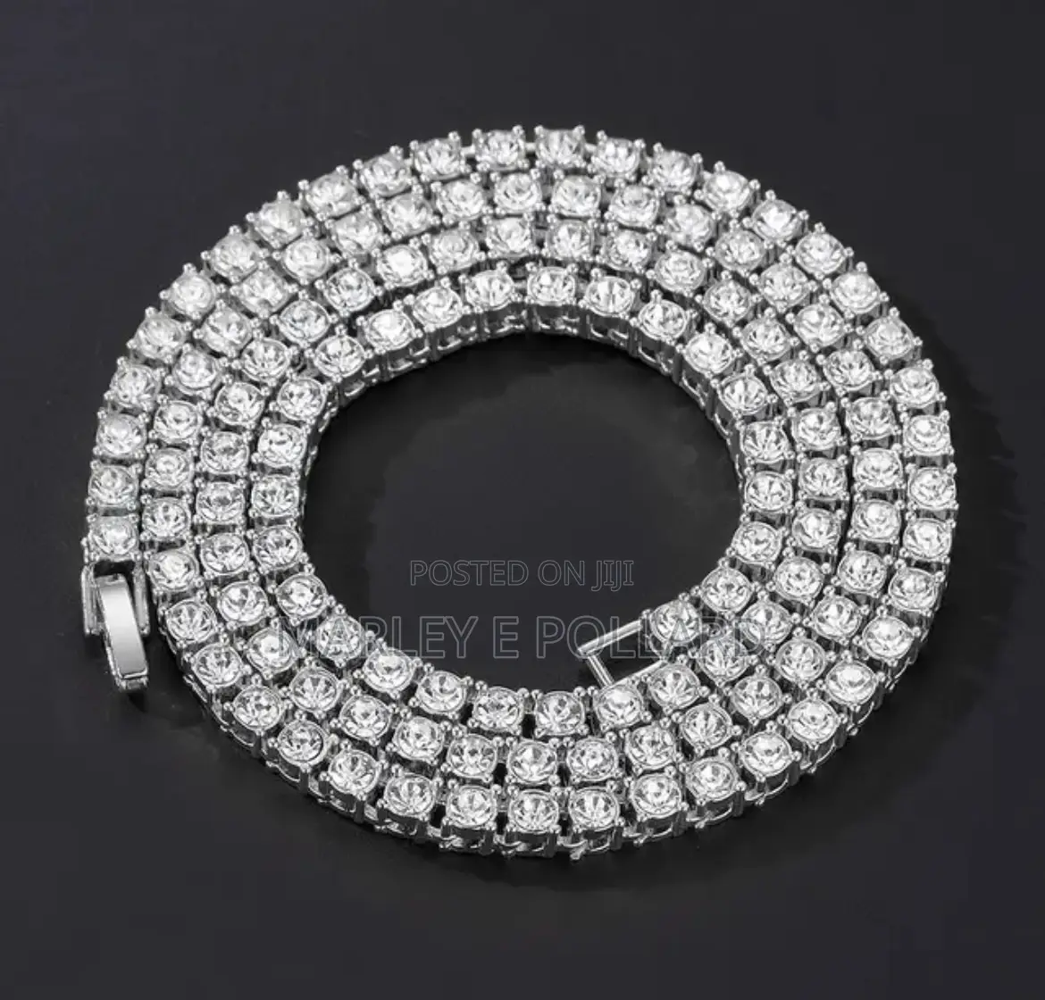 60mm Gold and Silver Color Tennis Chain Iced Out Diamonds