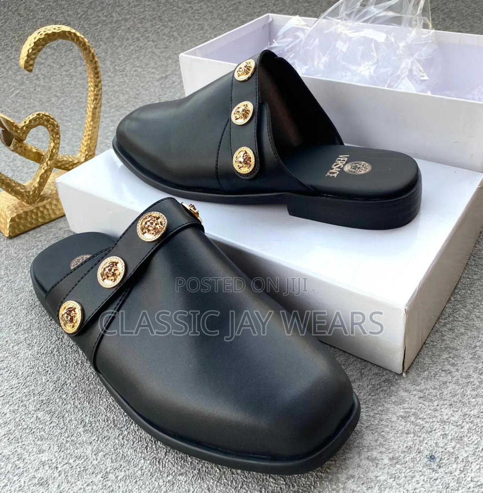 Top Quality Versace Plain Leather Half Shoe