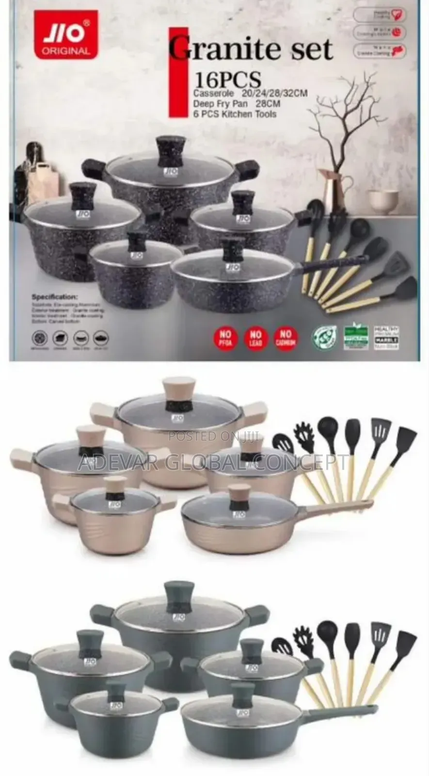 16 PCS JIO Pot Granite Cooking Set