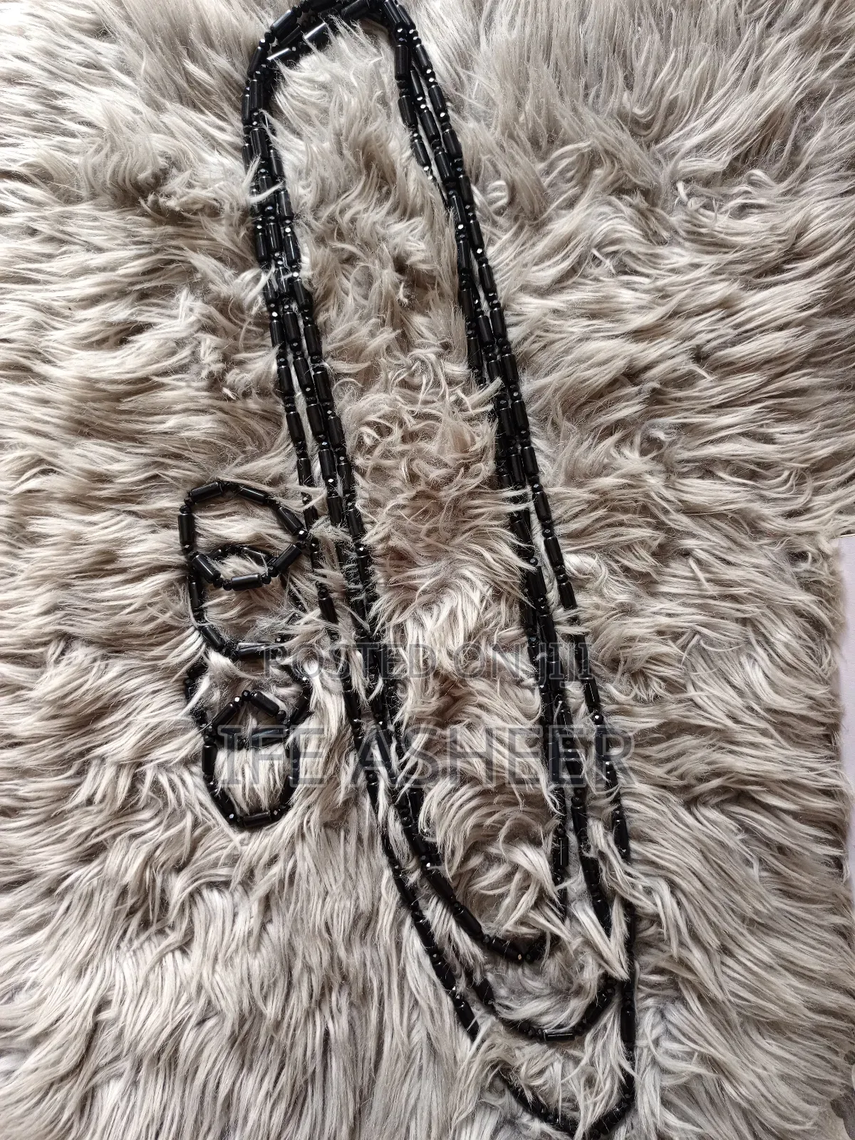3 Layers Neck, 4 Bracelets Men's Black Ceremonial Beads - 00