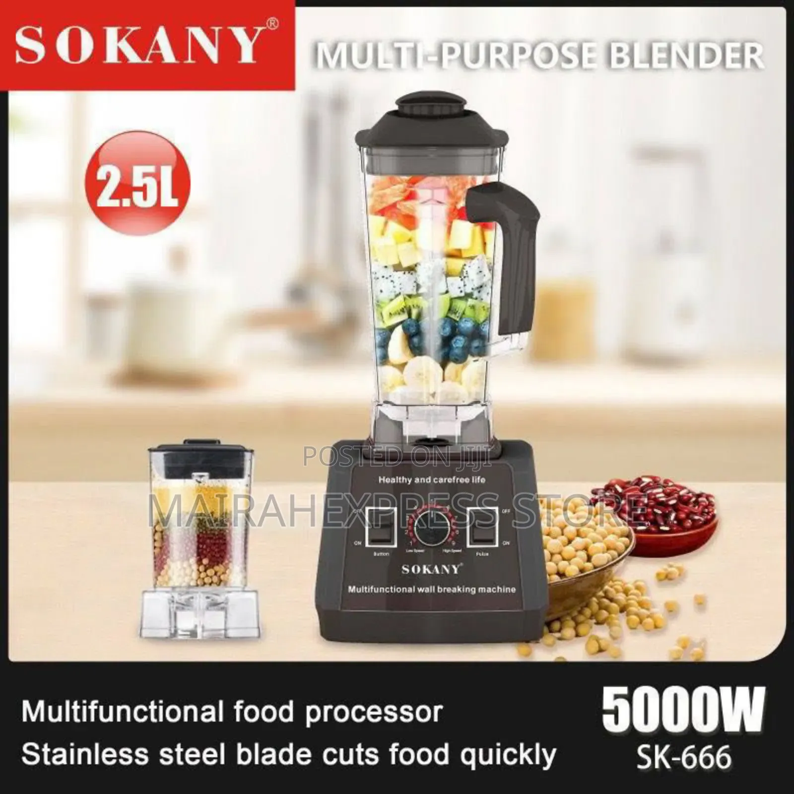 5000watt Sokany Multifunctional Double Cup Blender