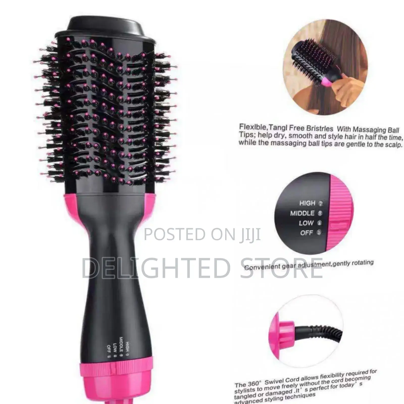 4in1 Professional Hot Air Brush –(Dryer Curler/Straightener)