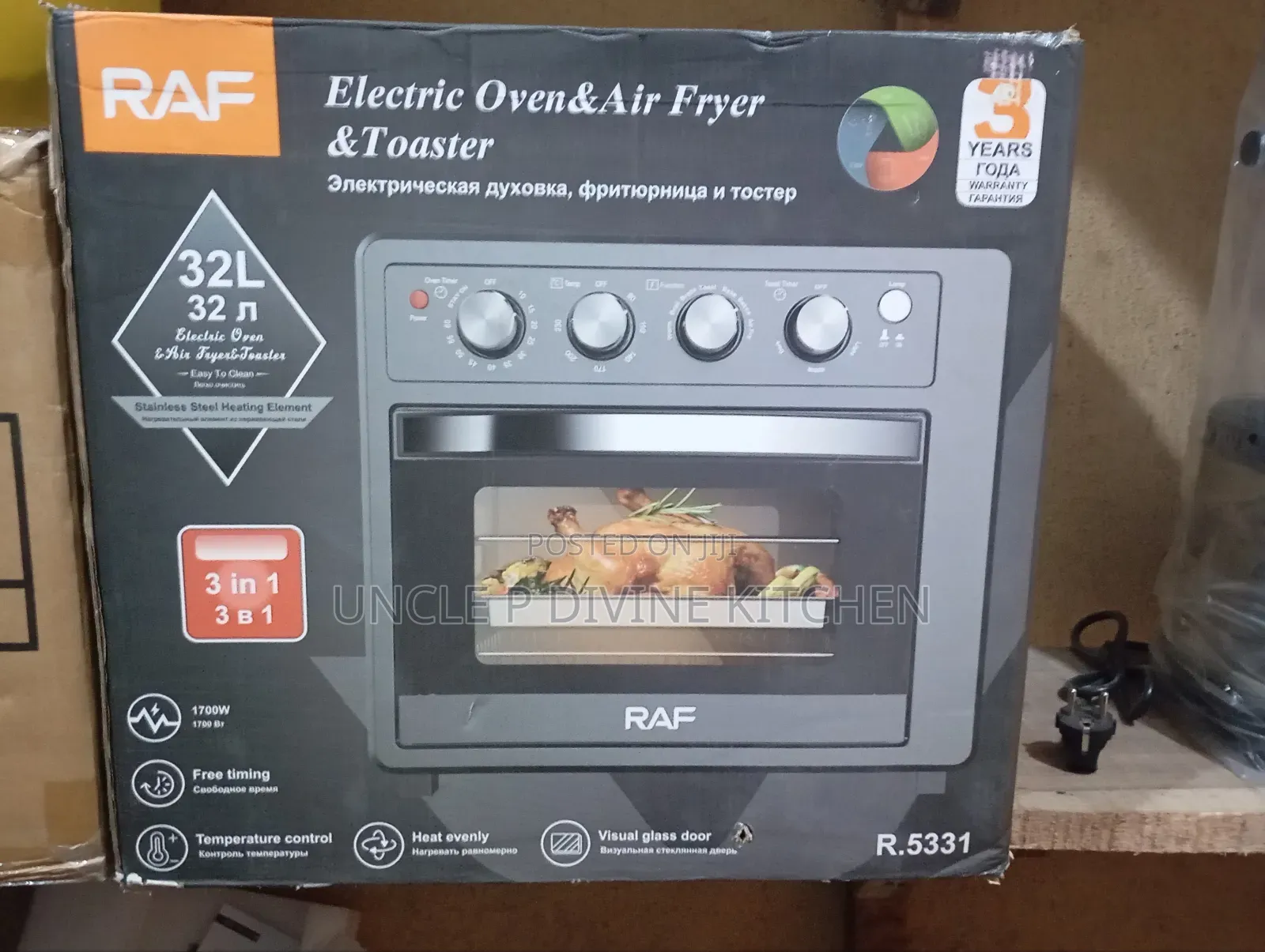 Raf 32l, 3in1 Electric Oven Air Fryer Toaster,1700w