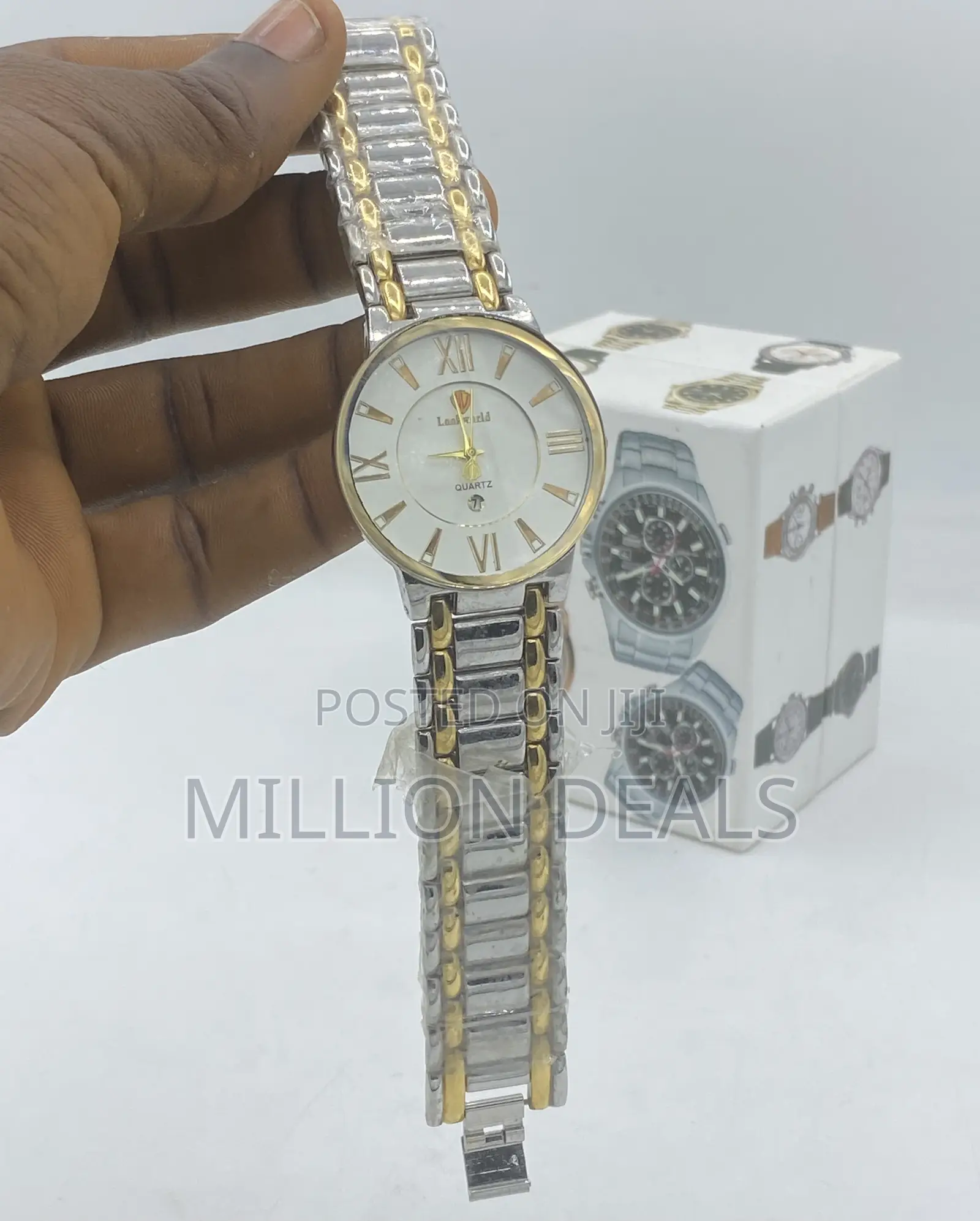 Classic Sleek Slim Men’S Polished Steel Mixed Wrist Watch