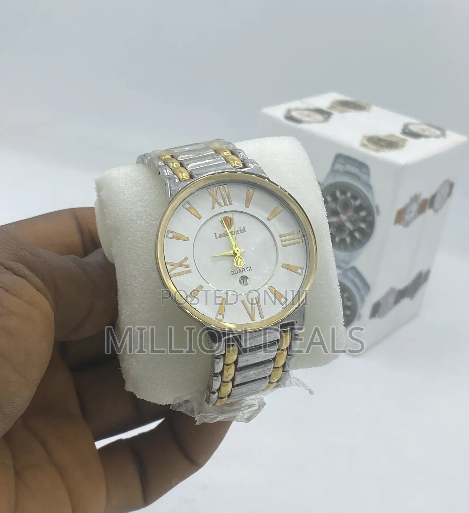 Classic Sleek Slim Men’S Polished Steel Mixed Wrist Watch