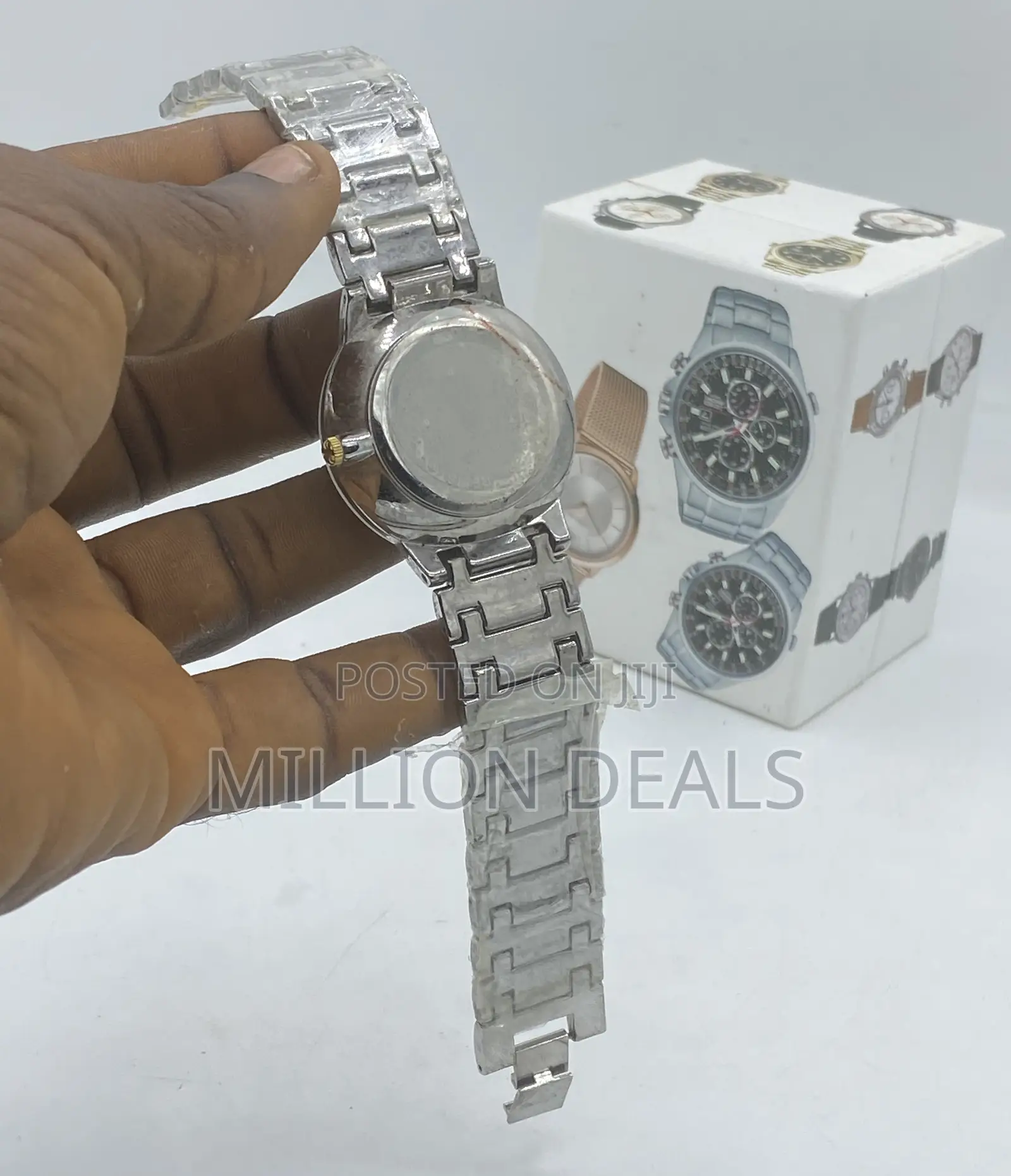 Classic Sleek Slim Men’S Polished Steel Mixed Wrist Watch