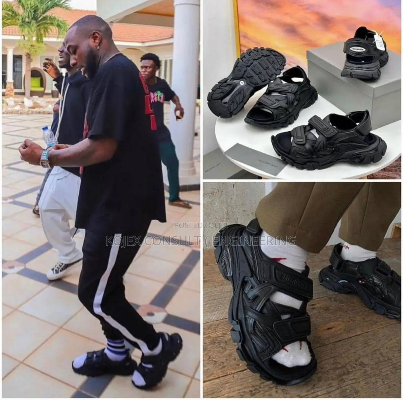 *New Balenciaga Track Logo Print Laced Sandals *