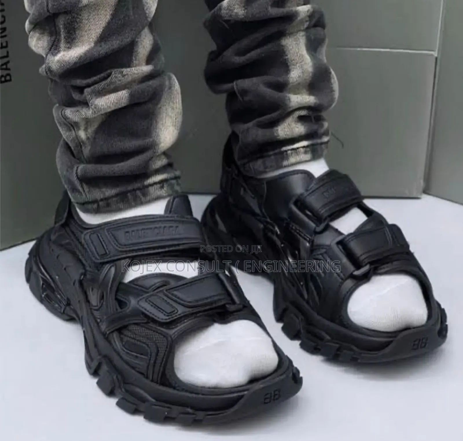 *New Balenciaga Track Logo Print Laced Sandals *