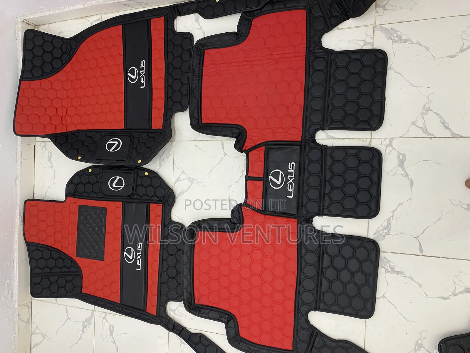 Red and Black Logo Leather Foot Mat for Lexus Rx300/330/350
