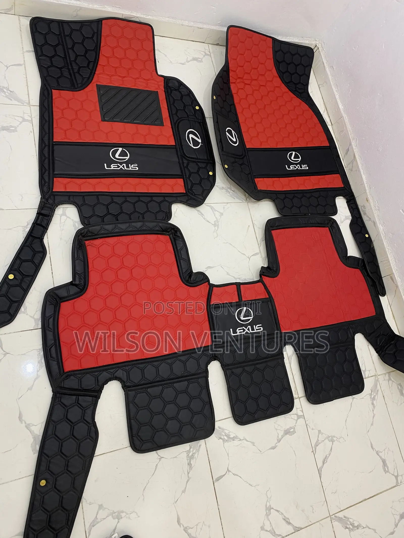 Red and Black Logo Leather Foot Mat for Lexus Rx300/330/350
