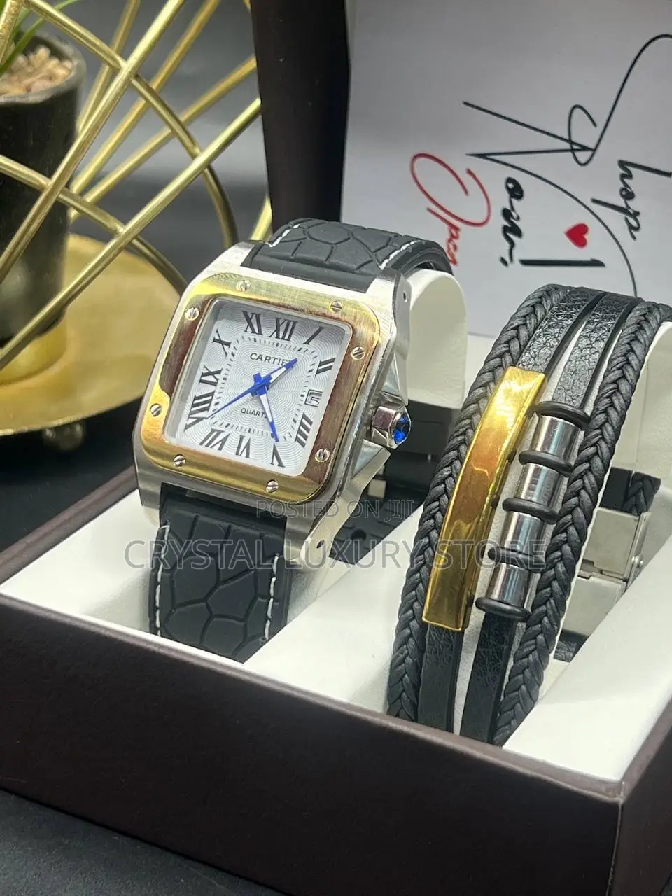 Cartier Quality Men Genuine Leather Wristwatch