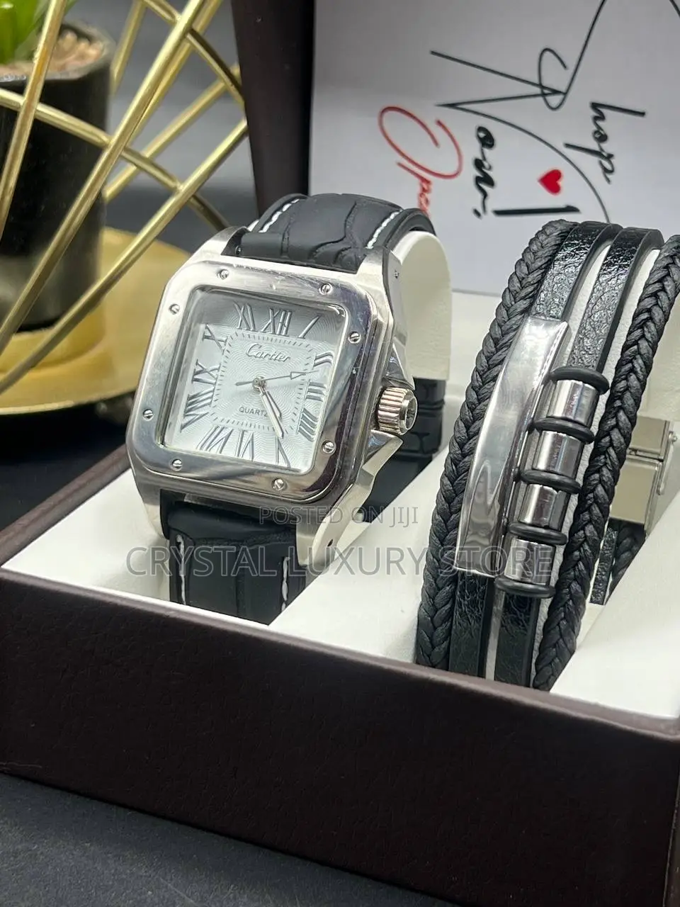 Cartier Quality Men Genuine Leather Wristwatch