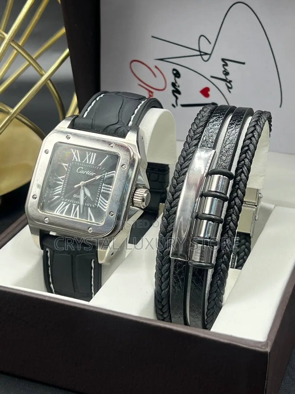 Cartier Quality Men Genuine Leather Wristwatch