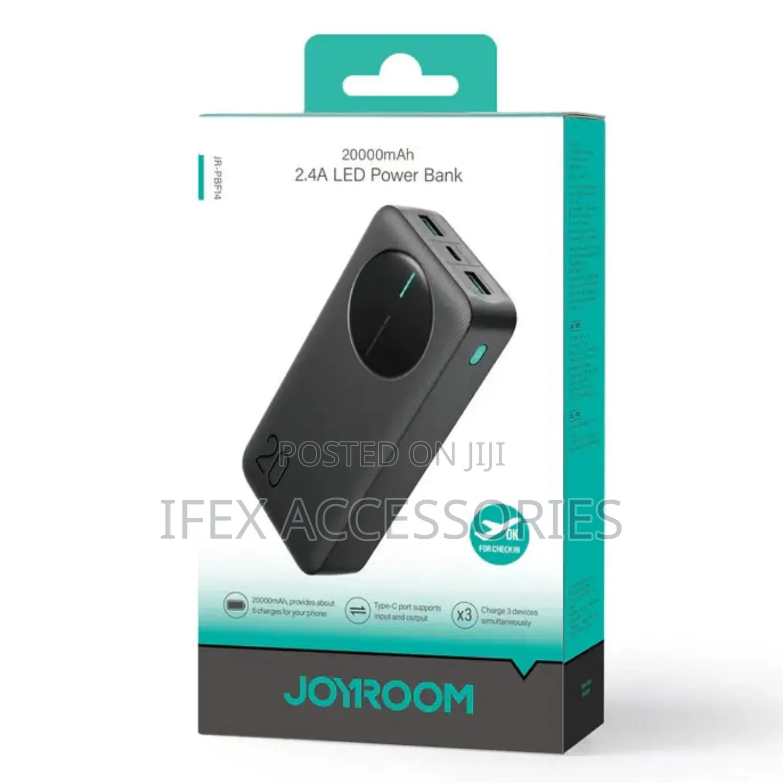 Joyroom Led Power Bank 3 Output Ports 20000mah / 2.4A