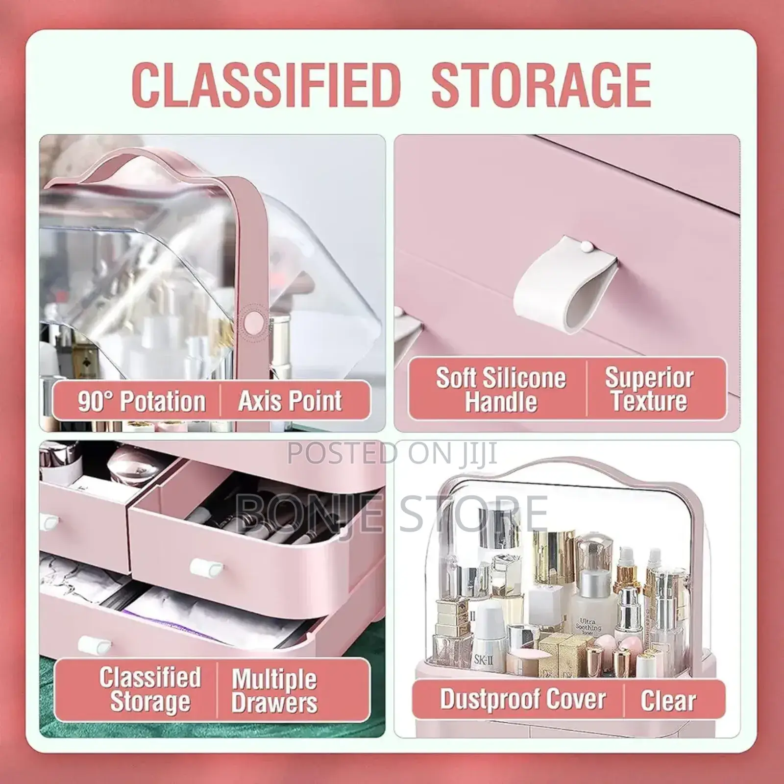 Makeup Organiser Portable Makeup Storage Box With 3 Drawers