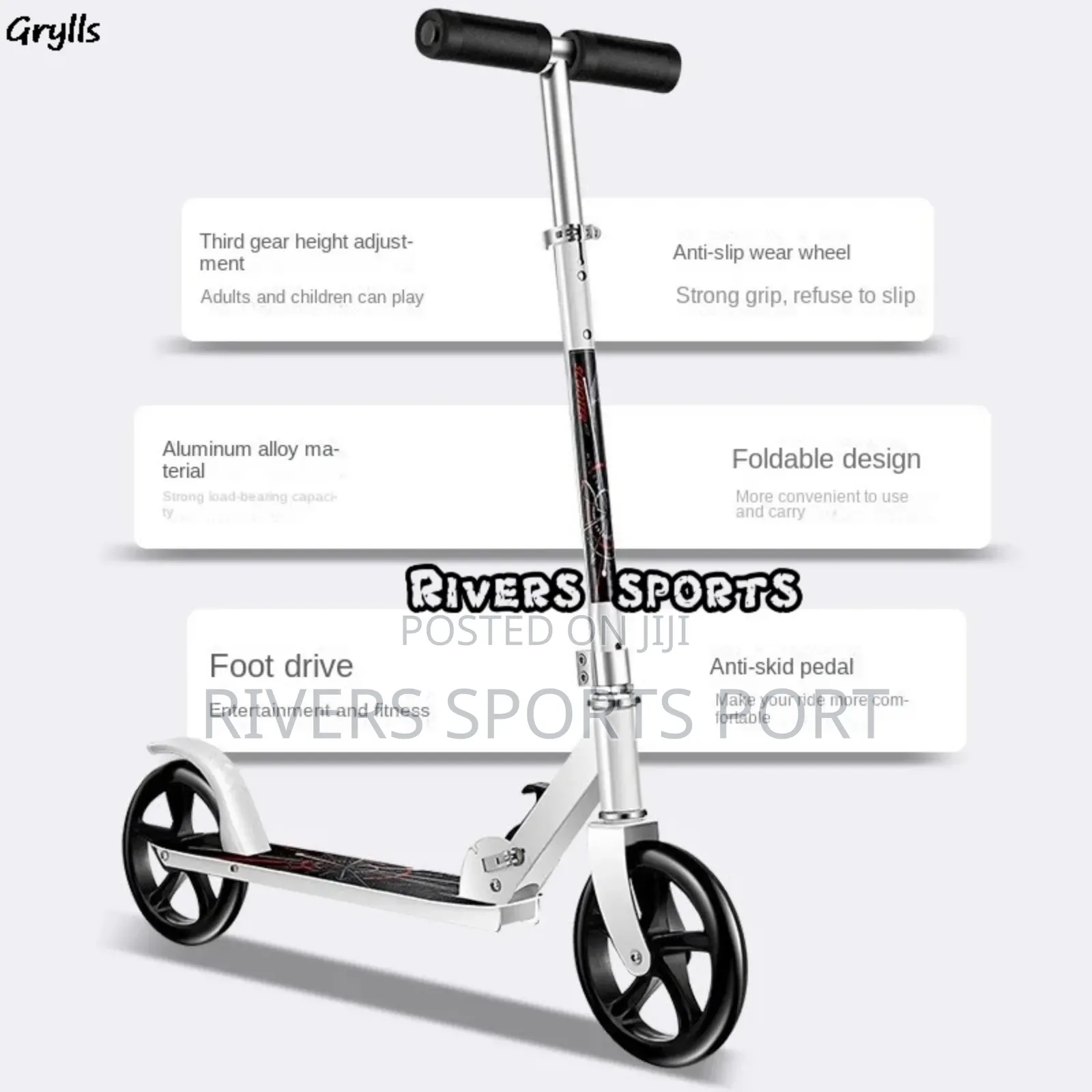 200mm Big Tyre Kick Scooter With Rear Wheel Brake