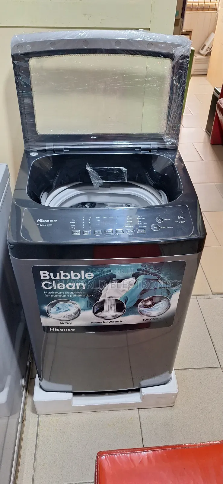 New Hisense 8kg Top Load Automatic Washing Machine 1year