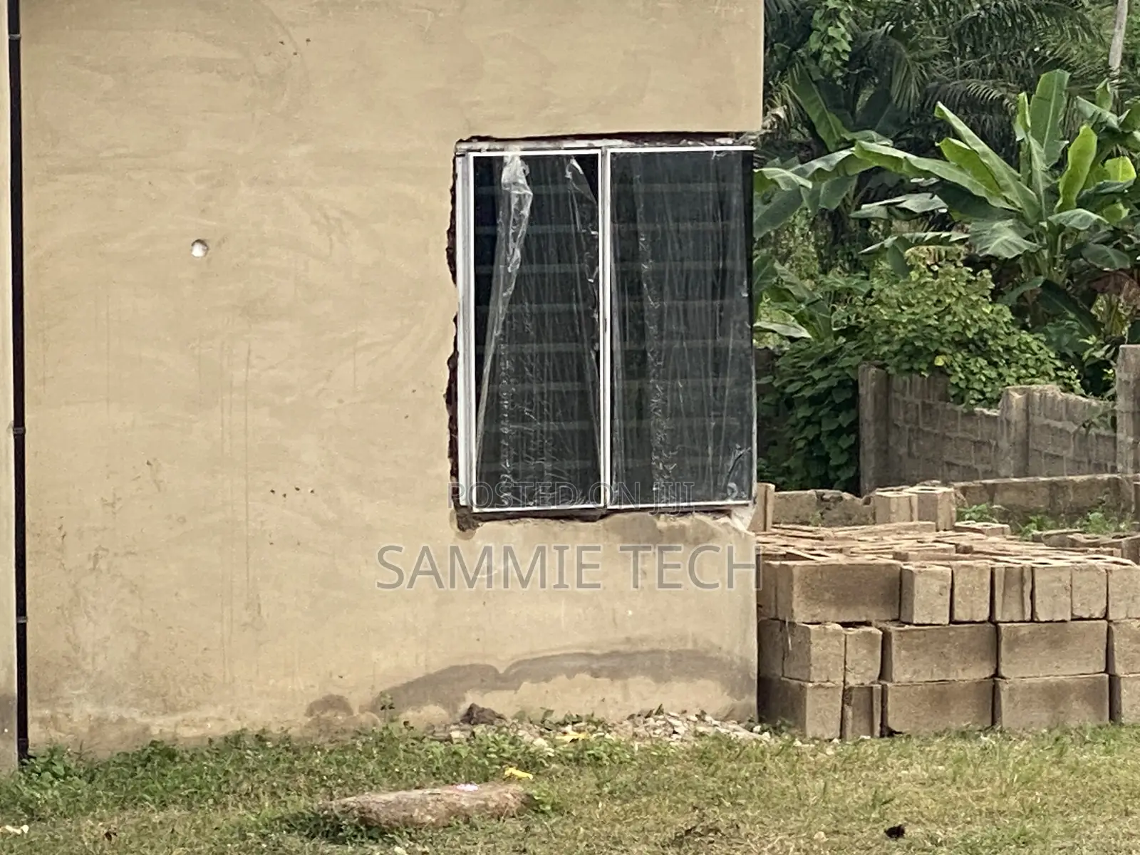 Frameless Angular Window With Inner Bulgaria and Net