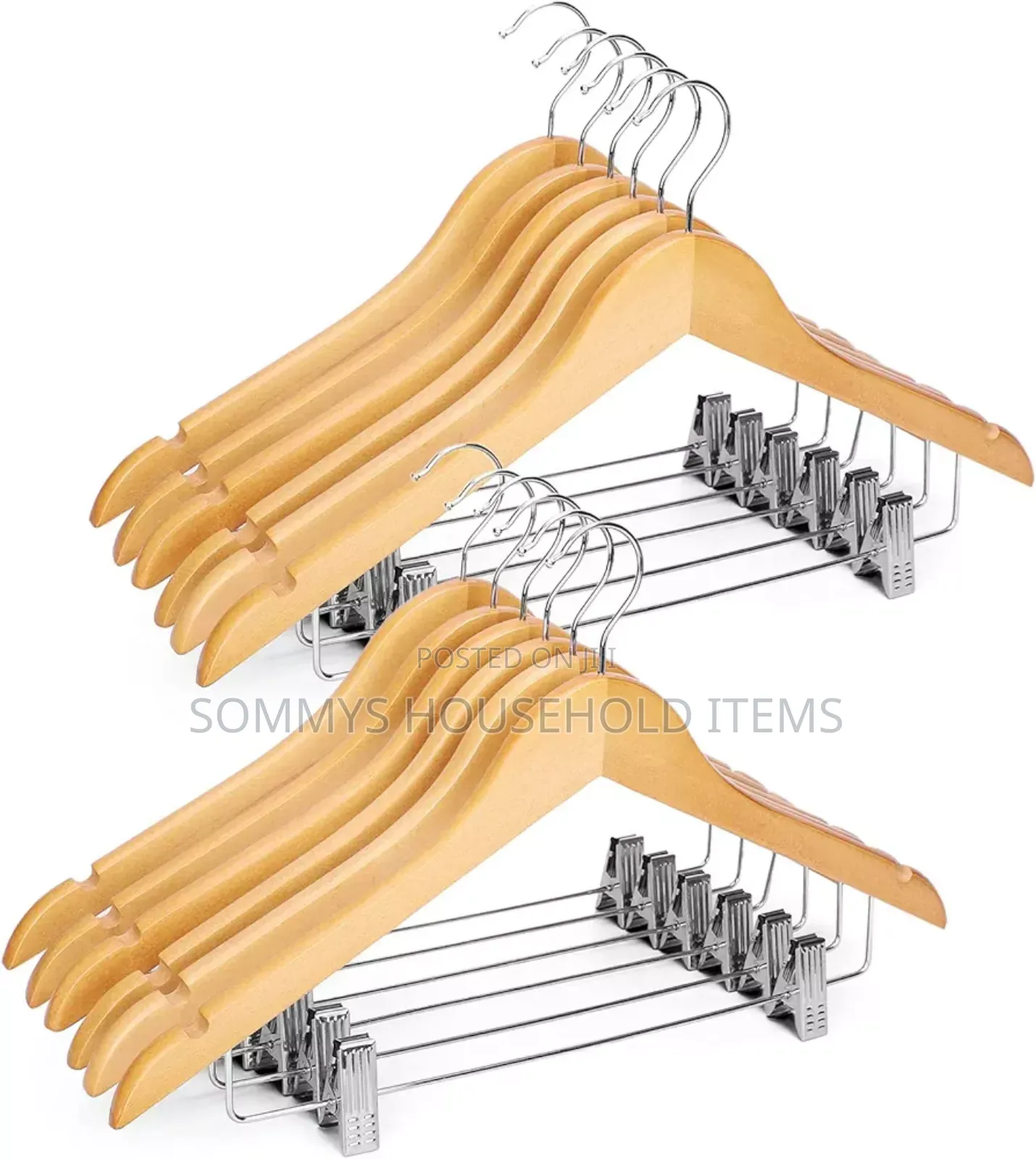 10pcs Wooden Cloth Hanger With Clip
