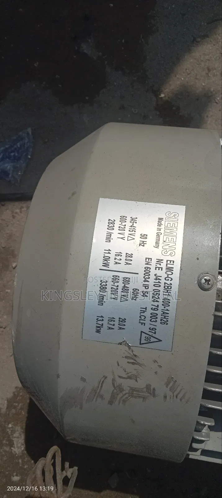 Siemens Exhaust Industrial Motor 11kw High-Speed 2830rpm