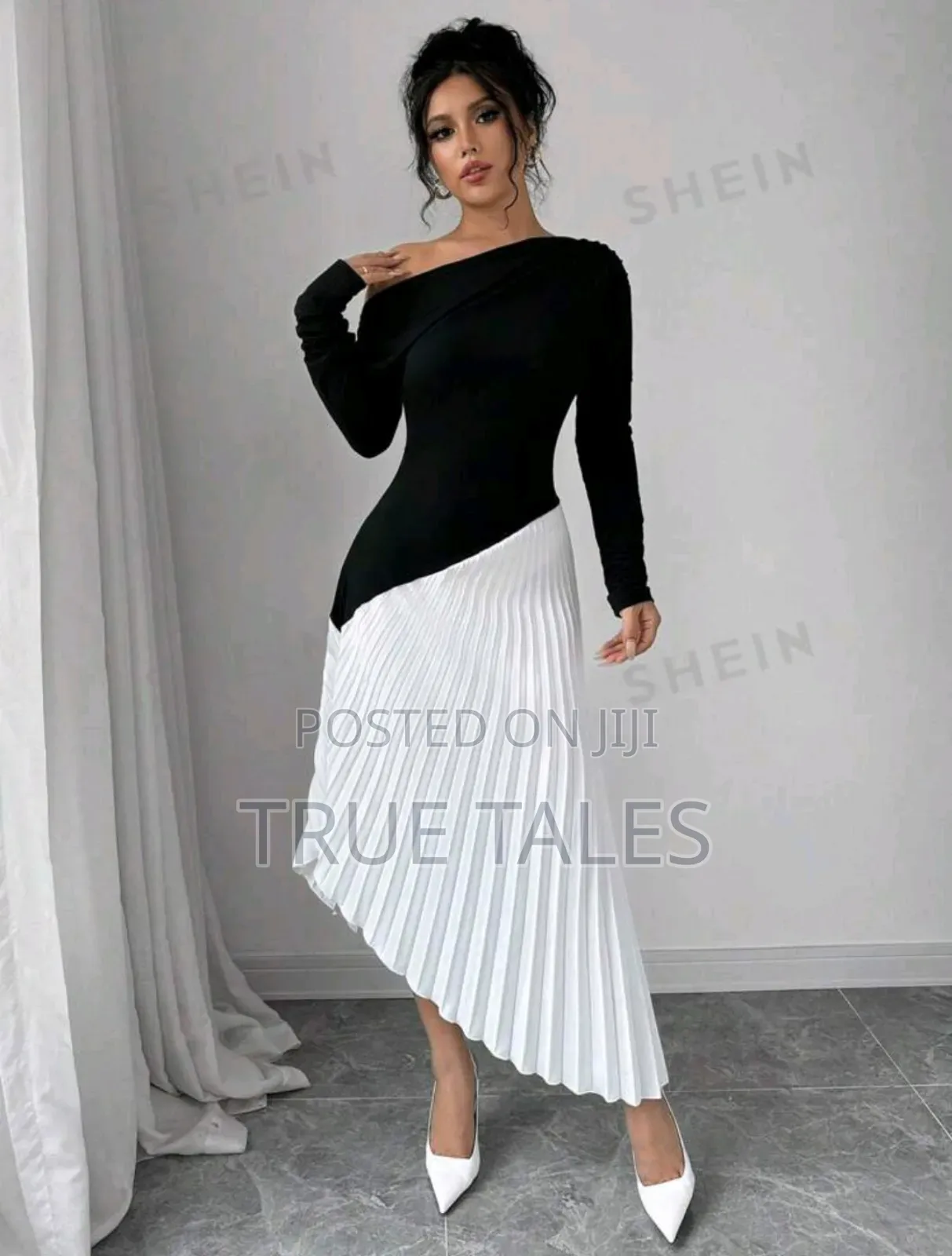 Ladies Formal Black and White Outing and Party Dress