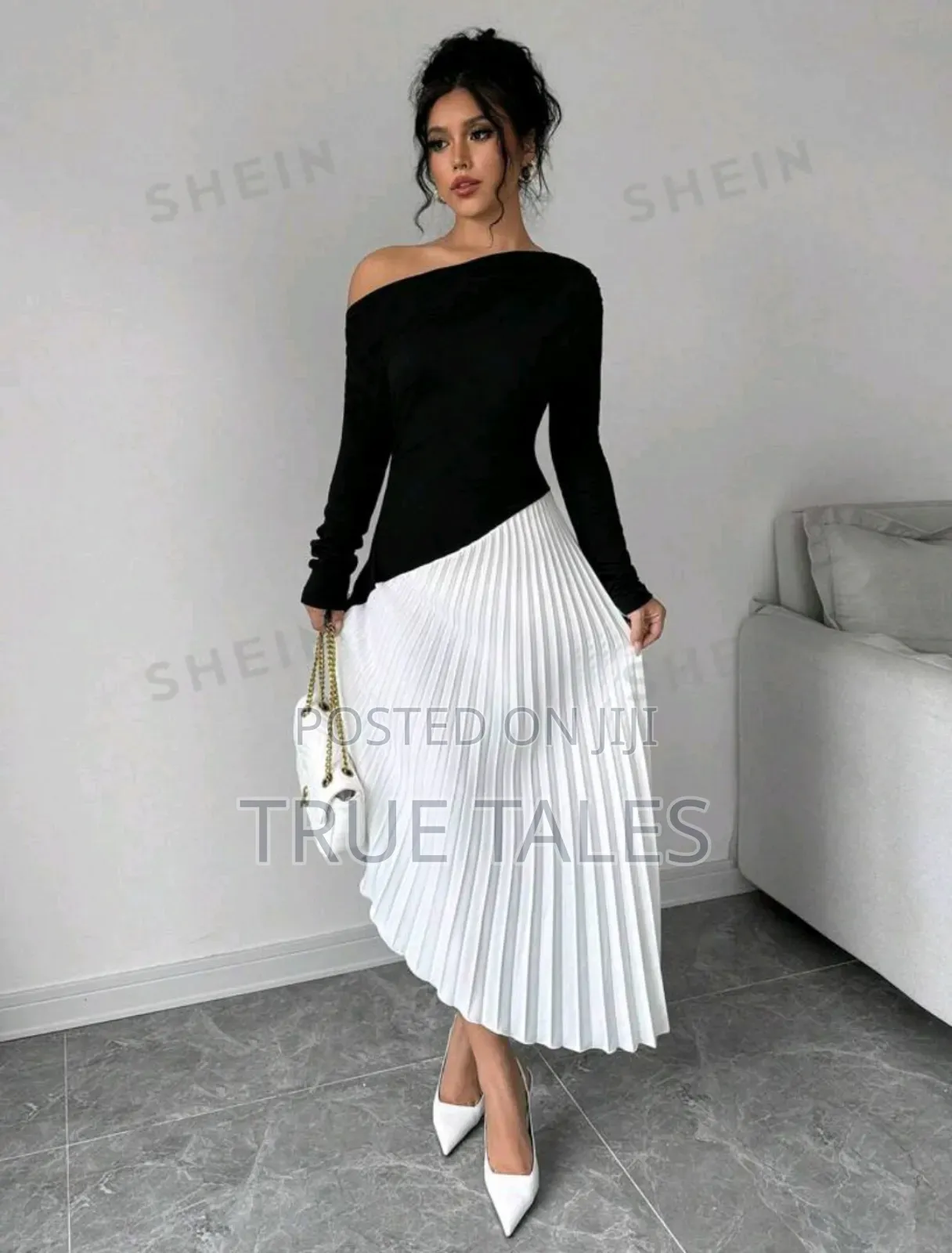 Ladies Formal Black and White Outing and Party Dress