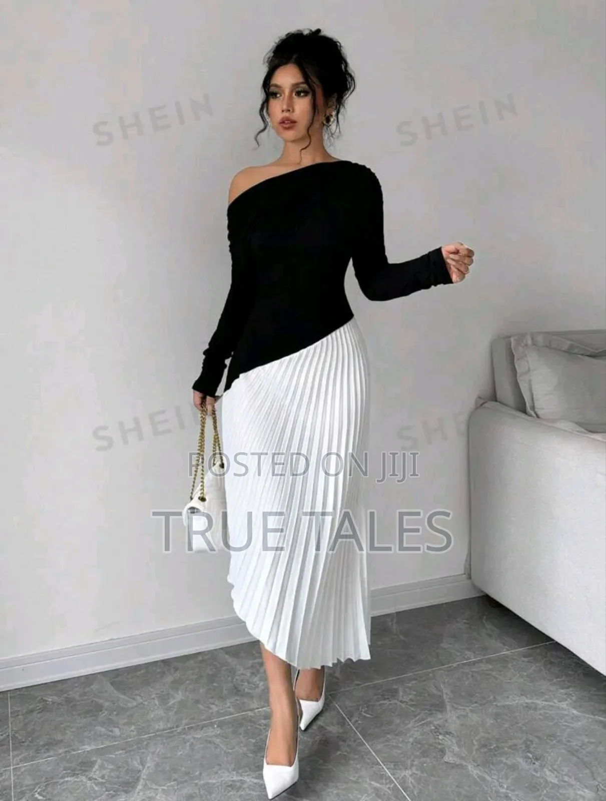 Ladies Formal Black and White Outing and Party Dress