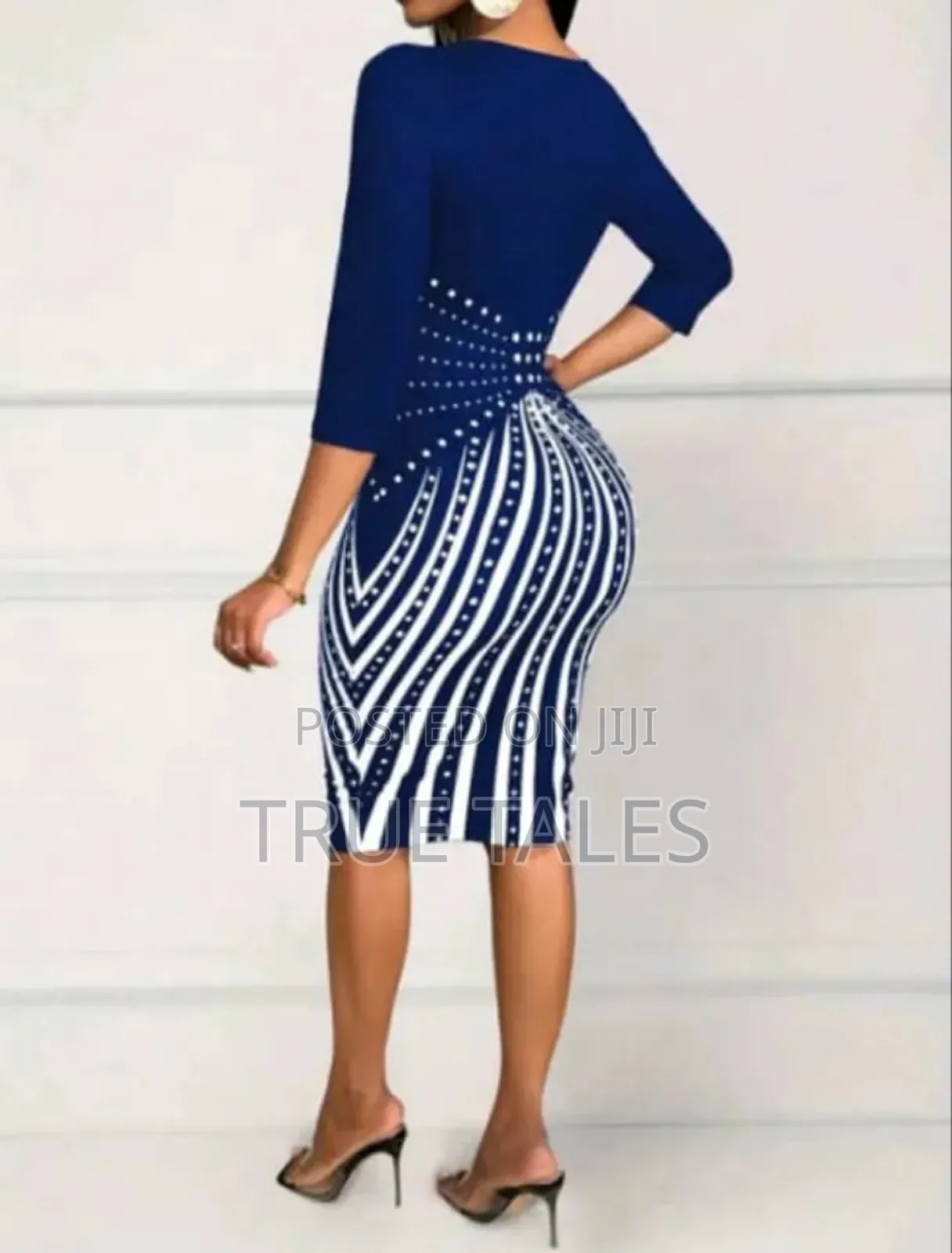 Ladies Shapely Formal Dress Black and Blue Colours