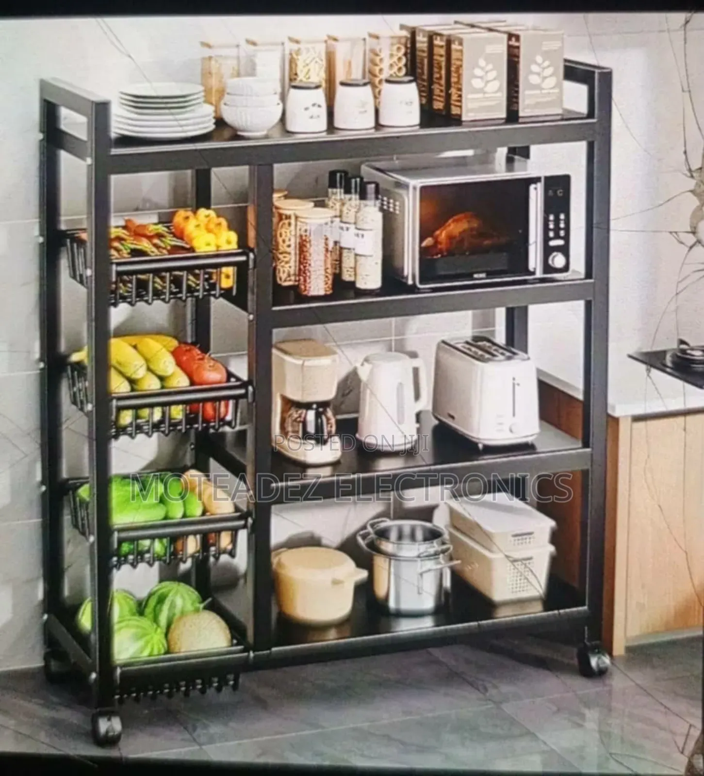 4 Layer/4 Baskets (80cm) Multipurpose Heavy Duty Movable Kitchen Rack