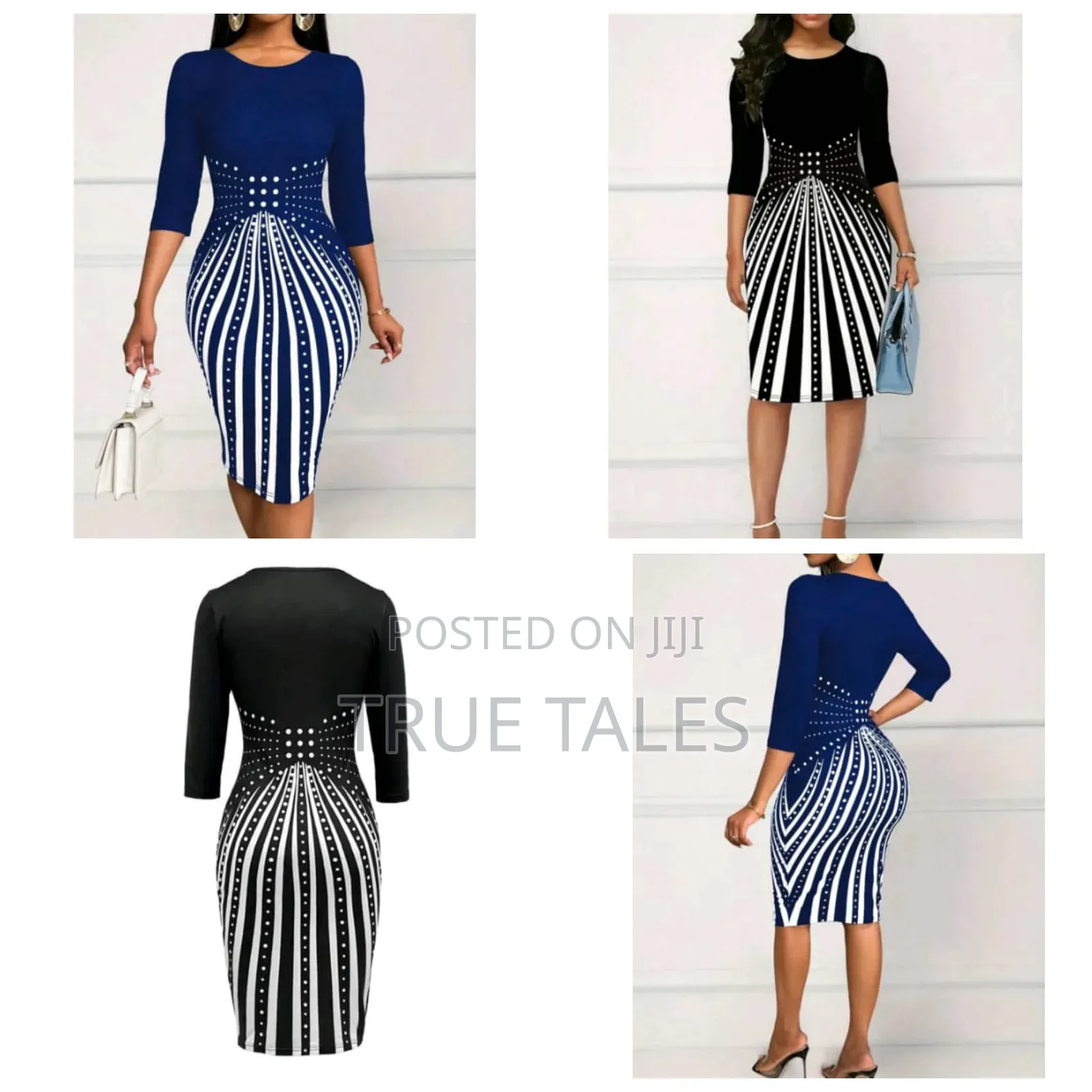 Ladies Shapely Formal Dress Black and Blue Colours