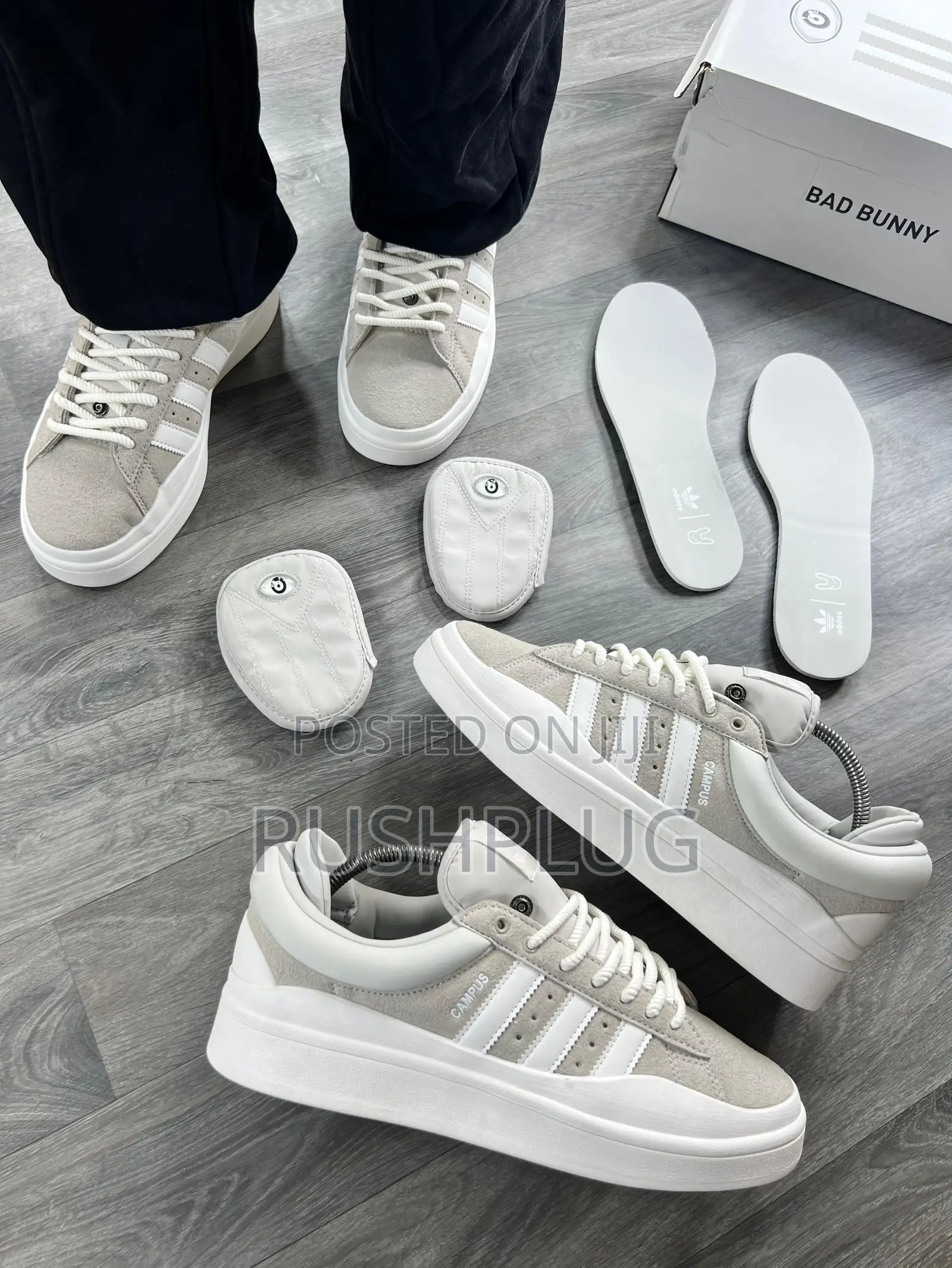 The Bad Bunny X Adidas Campus “Grey/Moon” Sneakers