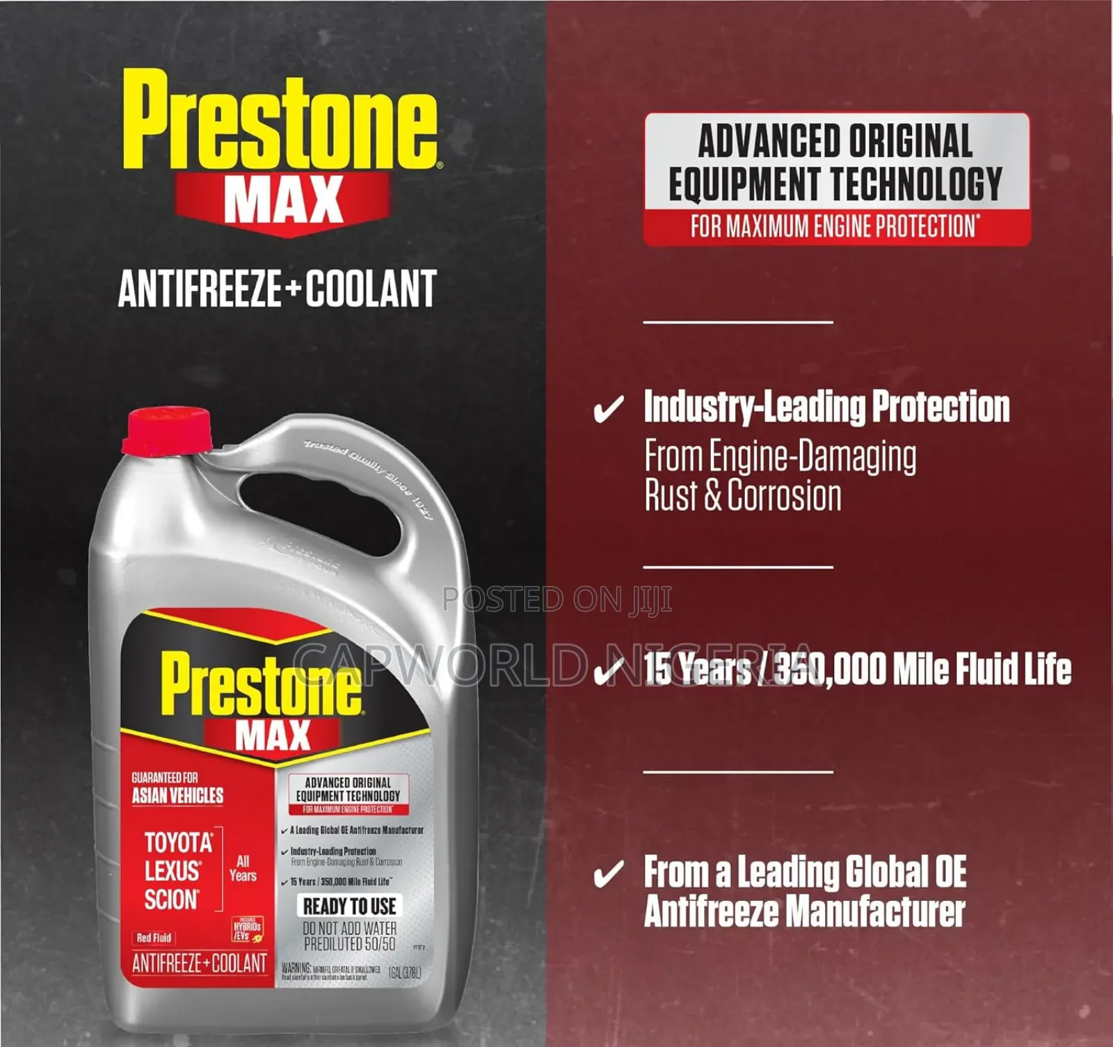 Prestone Max Asian Red 50/50 Antifreeze Automotive Coolant