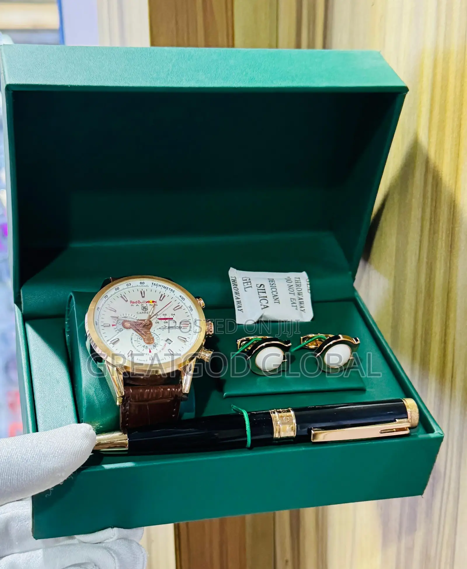 Men Set Wristwatch With Cufflinks Pen