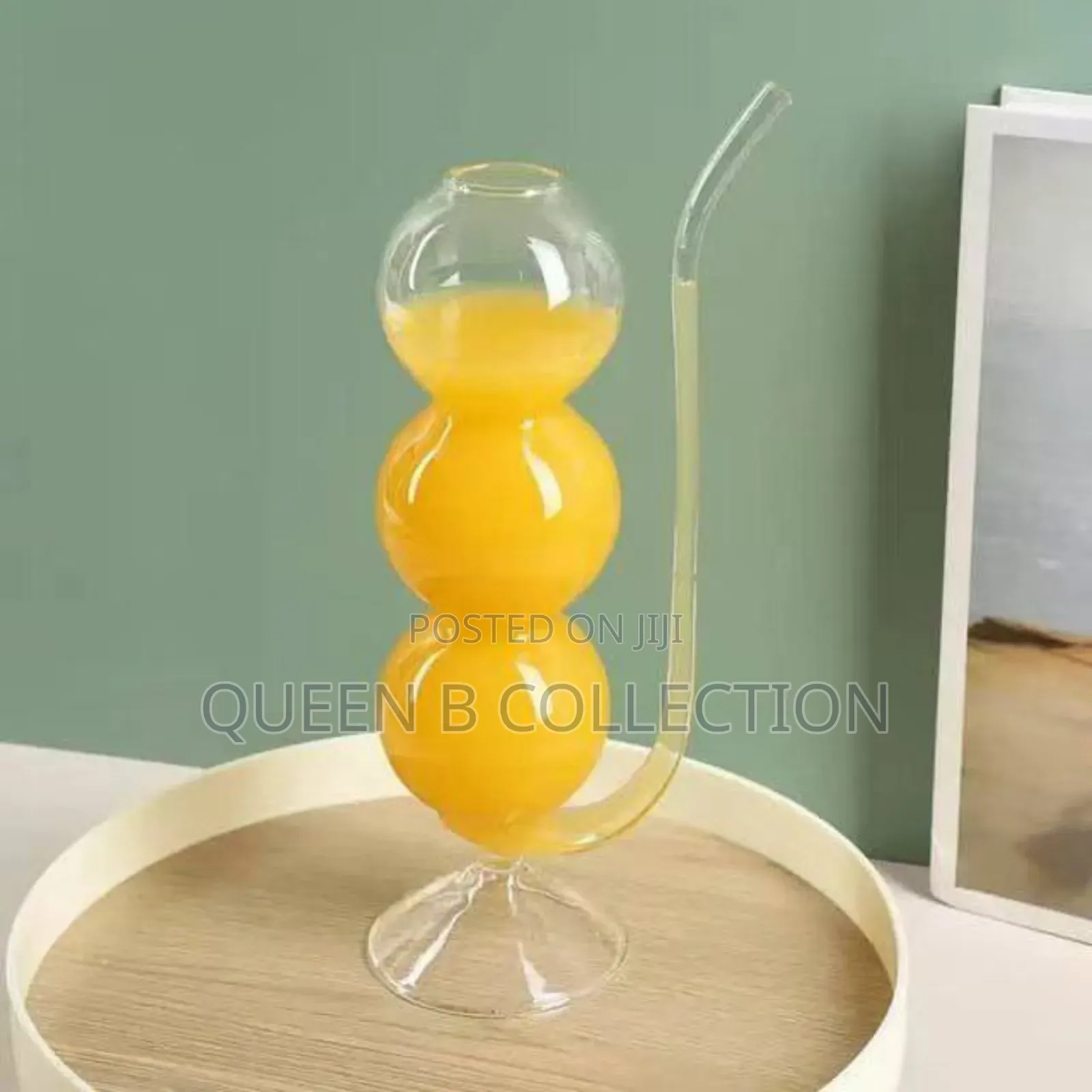 Beautiful Juice Glass Cup With Inbuilt Straw