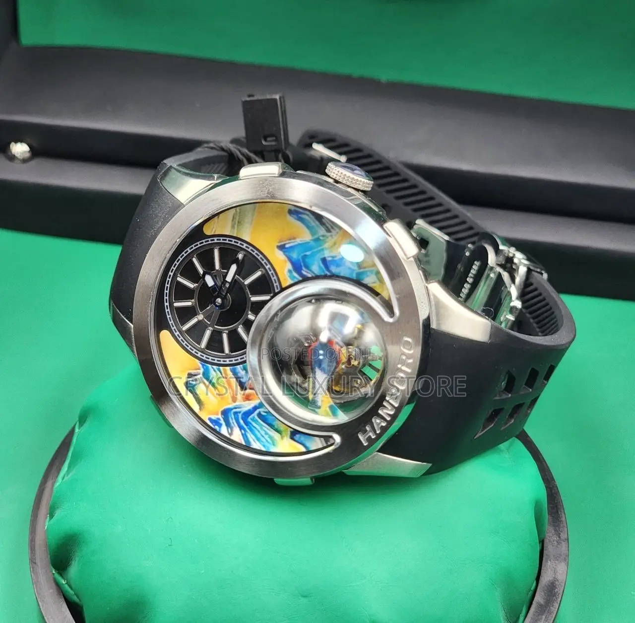 Hanboro Quality Luxury Men Rubber Strap Wristwatch