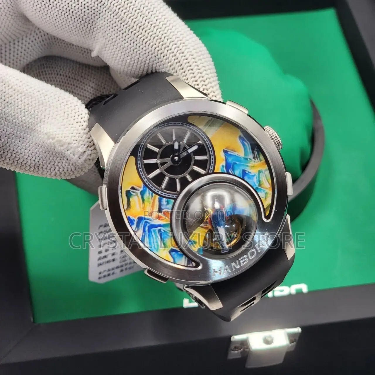 Hanboro Quality Luxury Men Rubber Strap Wristwatch