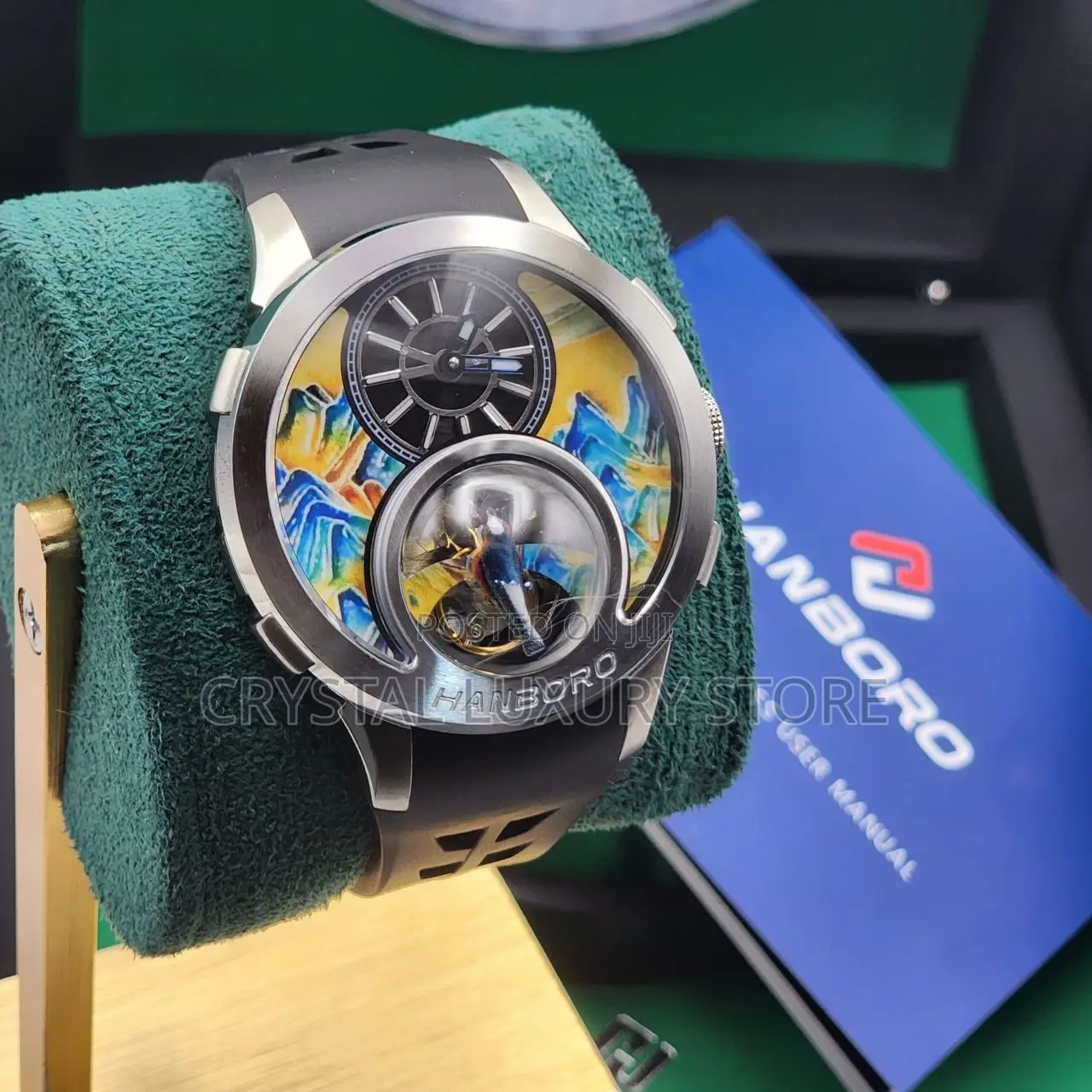 Hanboro Quality Luxury Men Rubber Strap Wristwatch